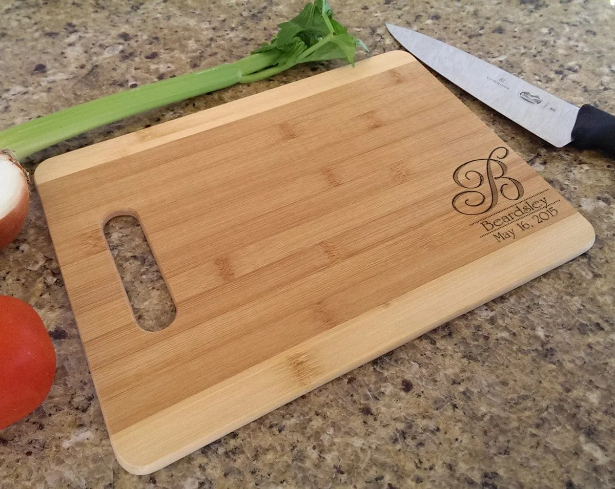 Monogram Personalized With Name Cutting Board Present Gift Idea for Wedding, Anniversary, Newlyweds, Engagement, Christmas, Couples, Bride