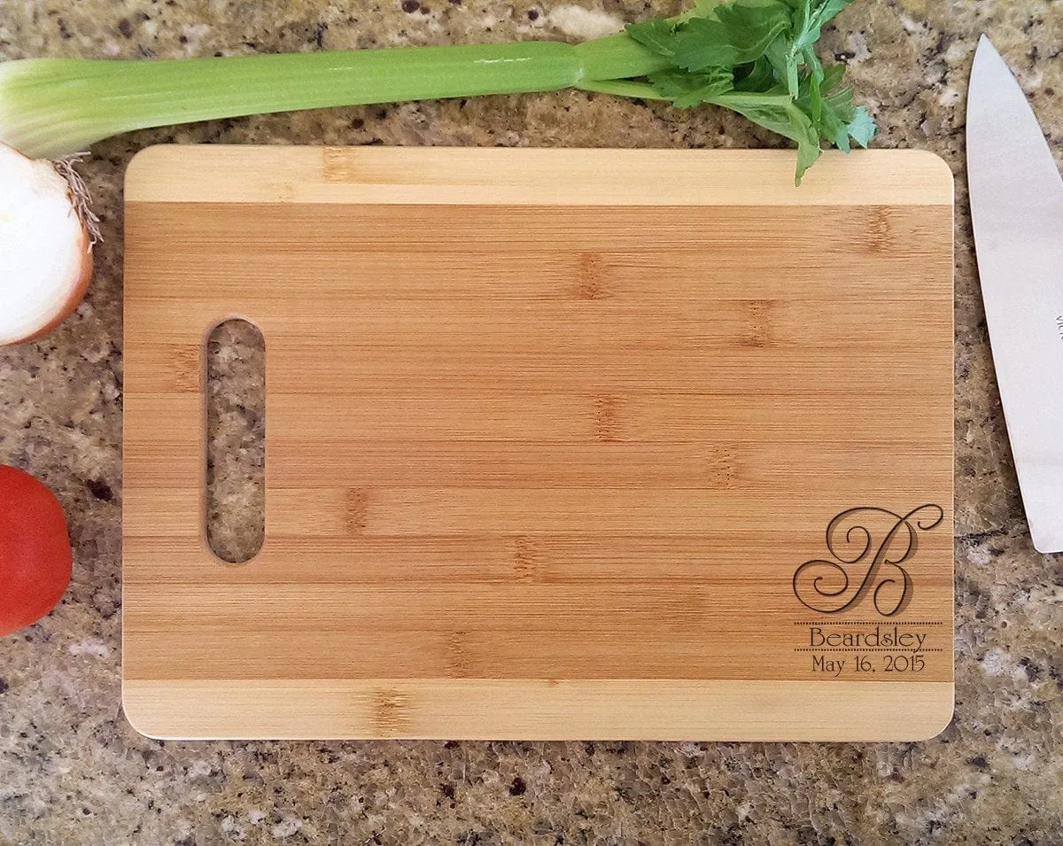 Monogram Personalized With Name Cutting Board Present Gift Idea for Wedding, Anniversary, Newlyweds, Engagement, Christmas, Couples, Bride