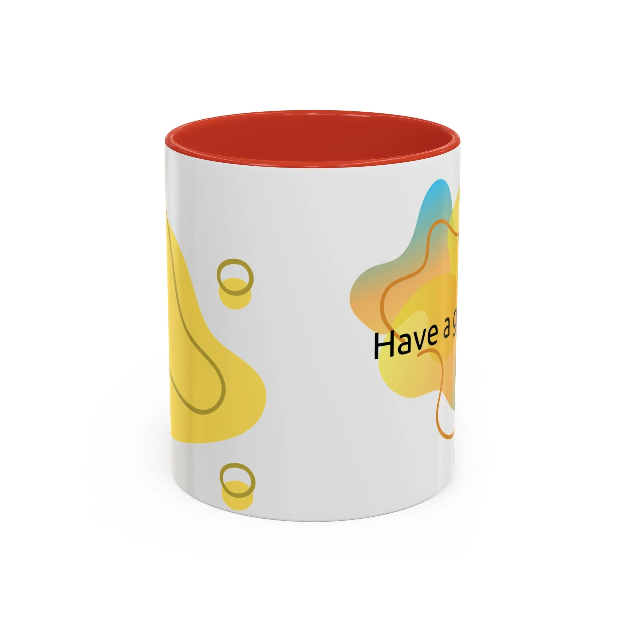 Mug - Have a Great Day Positive Message Abstract Digital Design Yellow and Blue