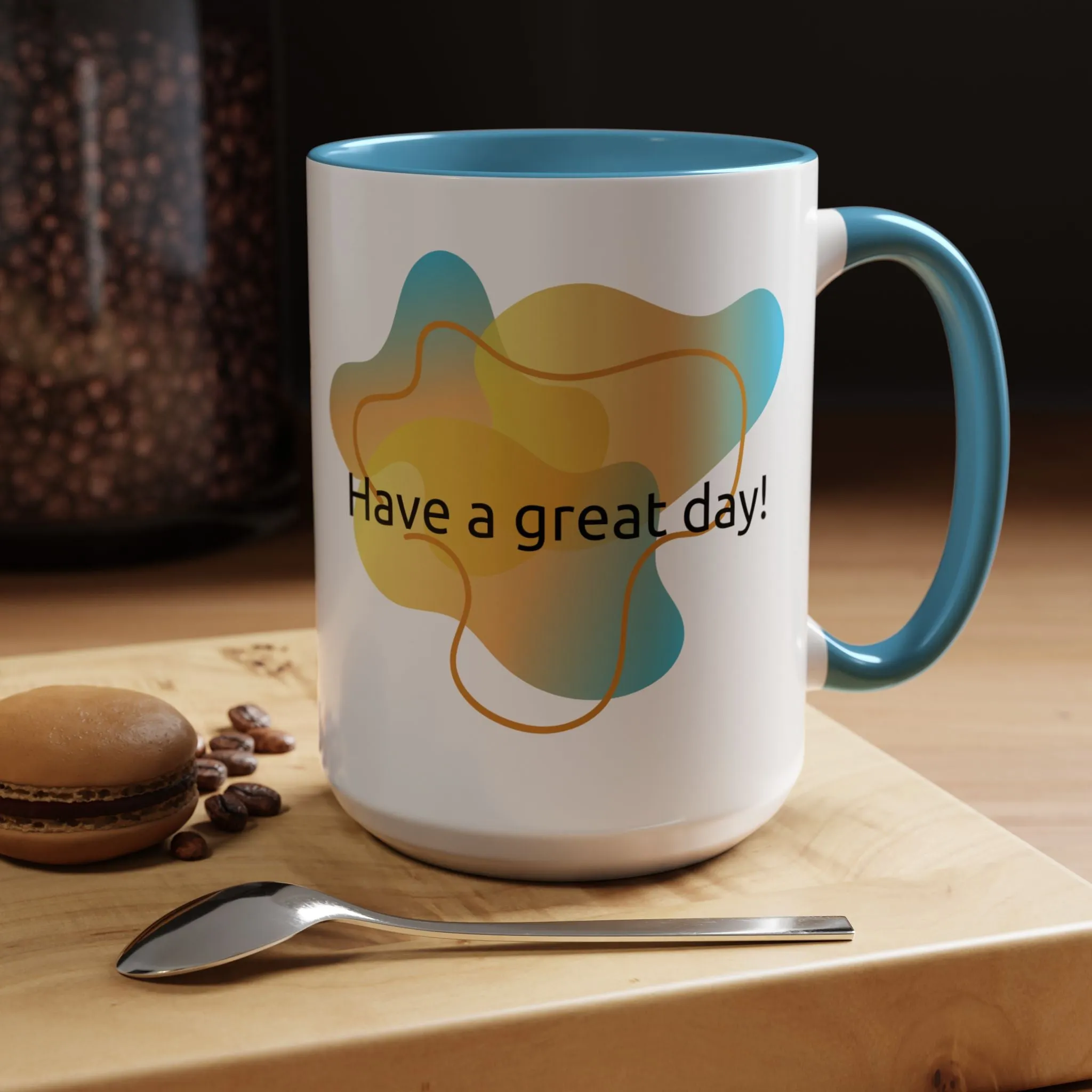 Mug - Have a Great Day Positive Message Abstract Digital Design Yellow and Blue