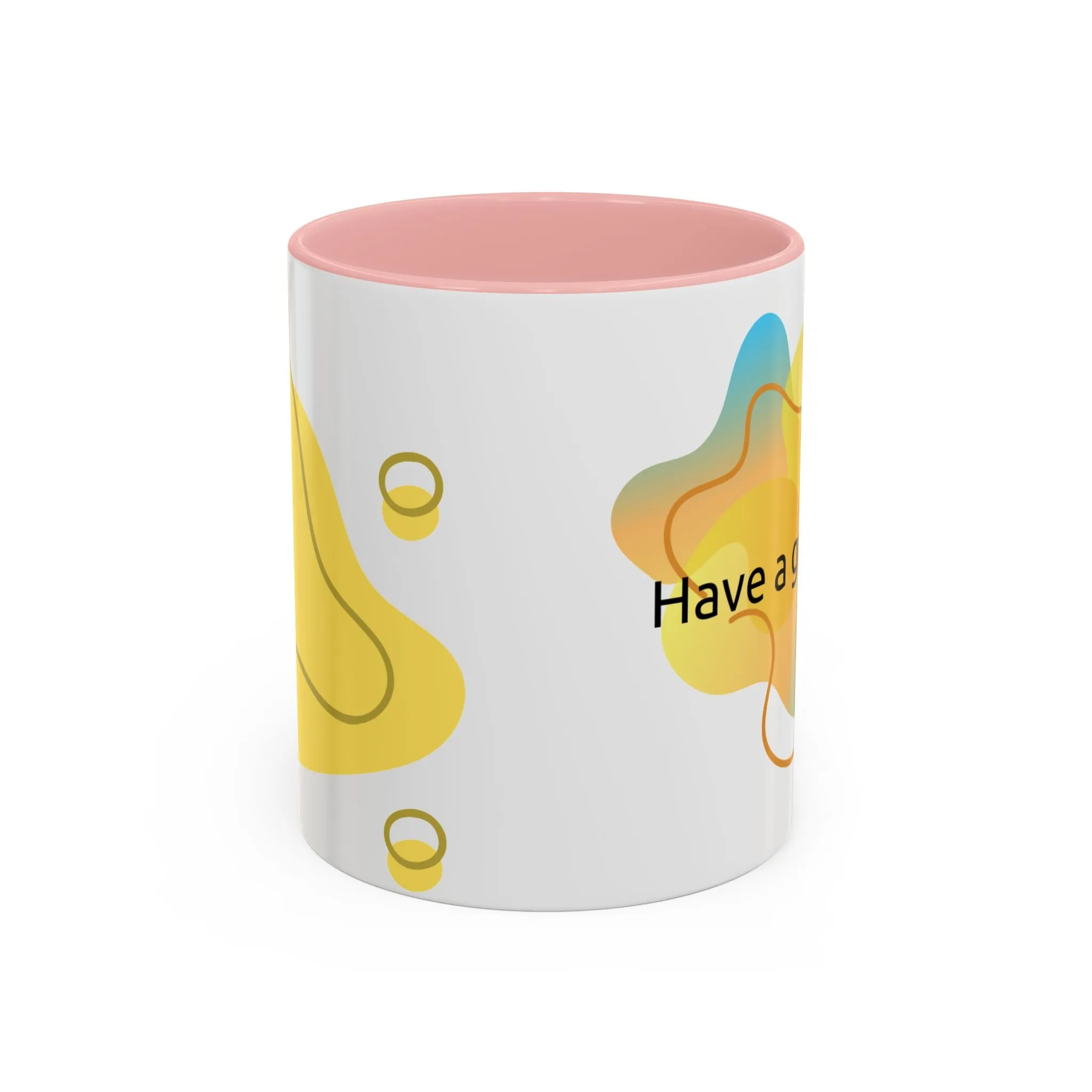 Mug - Have a Great Day Positive Message Abstract Digital Design Yellow and Blue