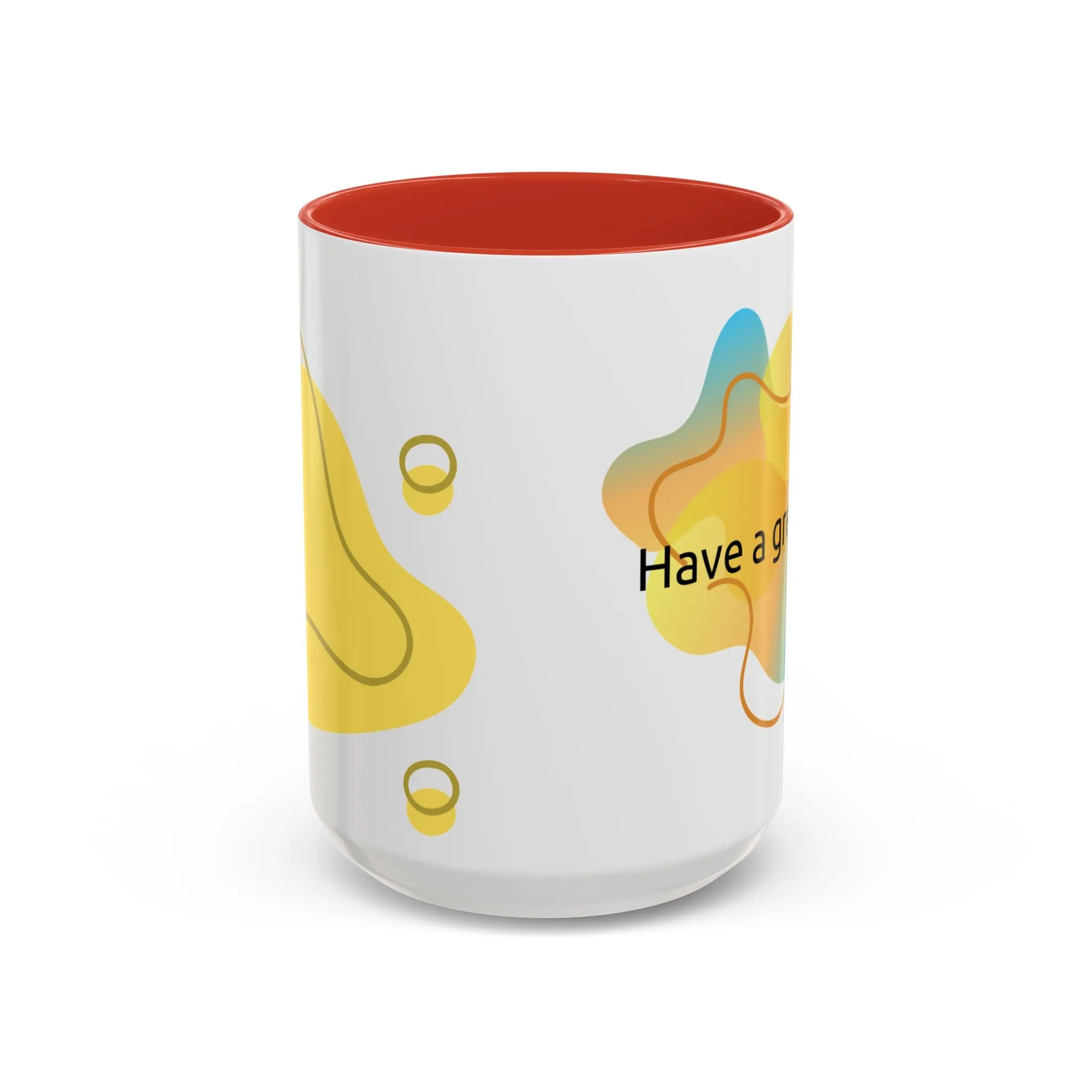 Mug - Have a Great Day Positive Message Abstract Digital Design Yellow and Blue