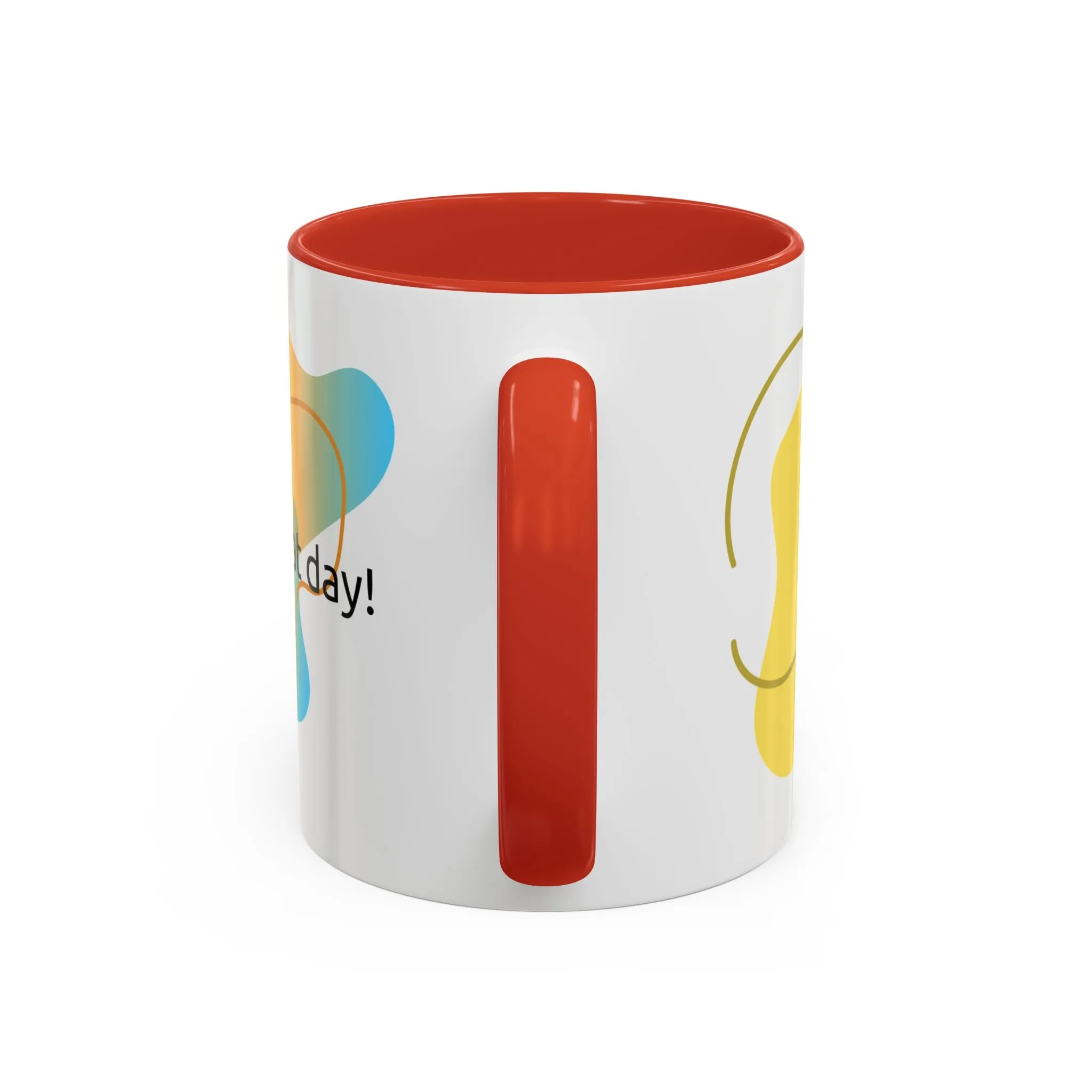 Mug - Have a Great Day Positive Message Abstract Digital Design Yellow and Blue