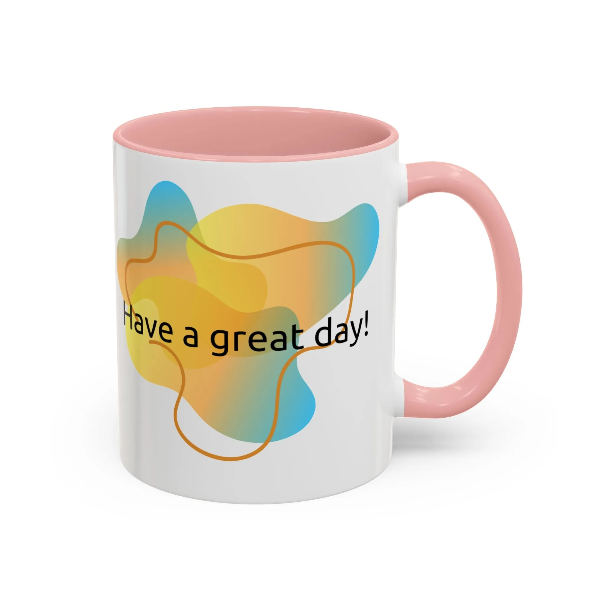 Mug - Have a Great Day Positive Message Abstract Digital Design Yellow and Blue