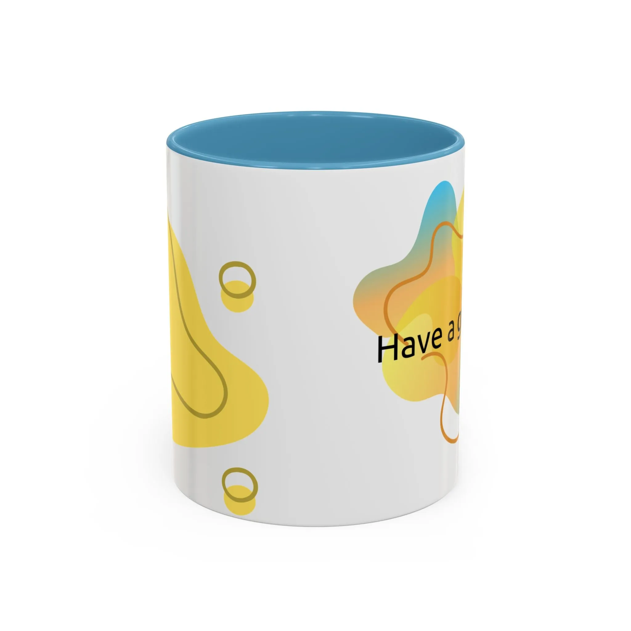 Mug - Have a Great Day Positive Message Abstract Digital Design Yellow and Blue