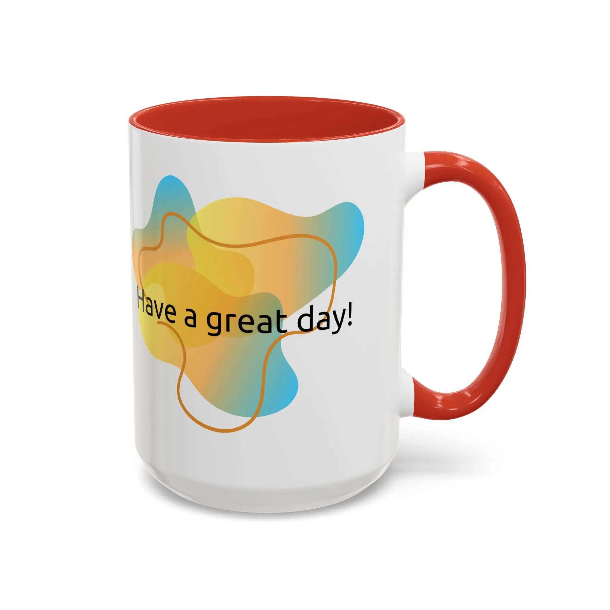 Mug - Have a Great Day Positive Message Abstract Digital Design Yellow and Blue