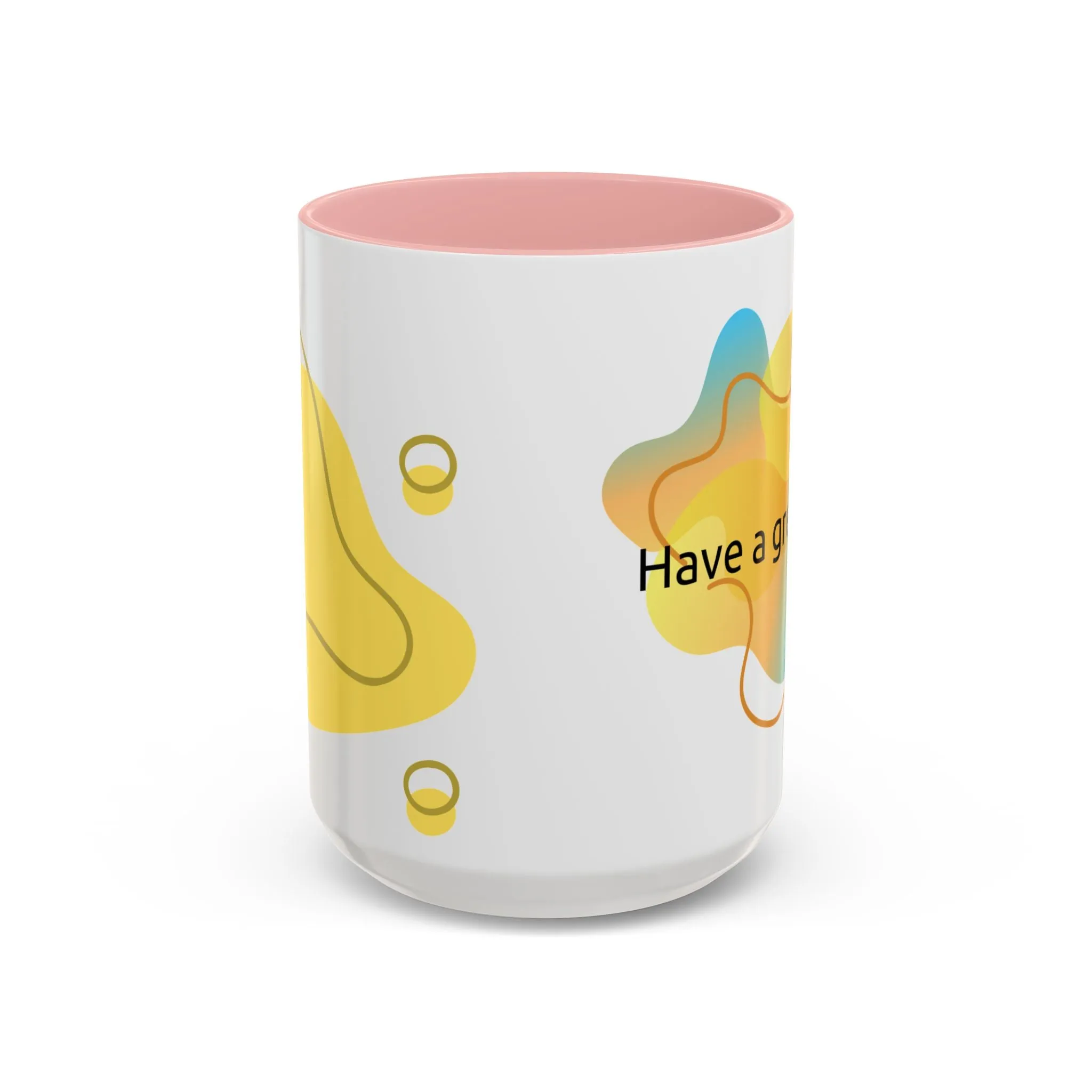 Mug - Have a Great Day Positive Message Abstract Digital Design Yellow and Blue