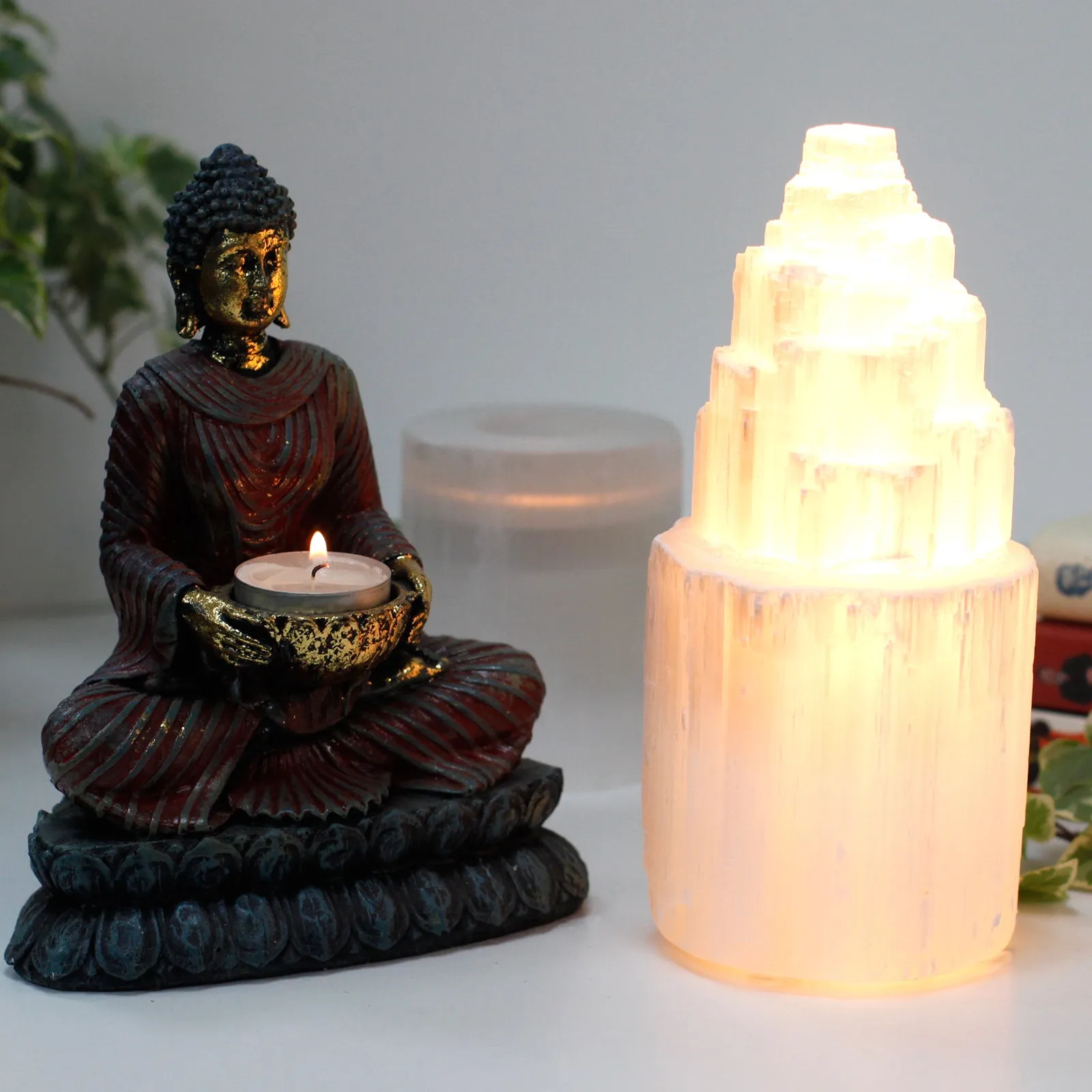 Natural Selenite Tower Lamps - Three Sizes