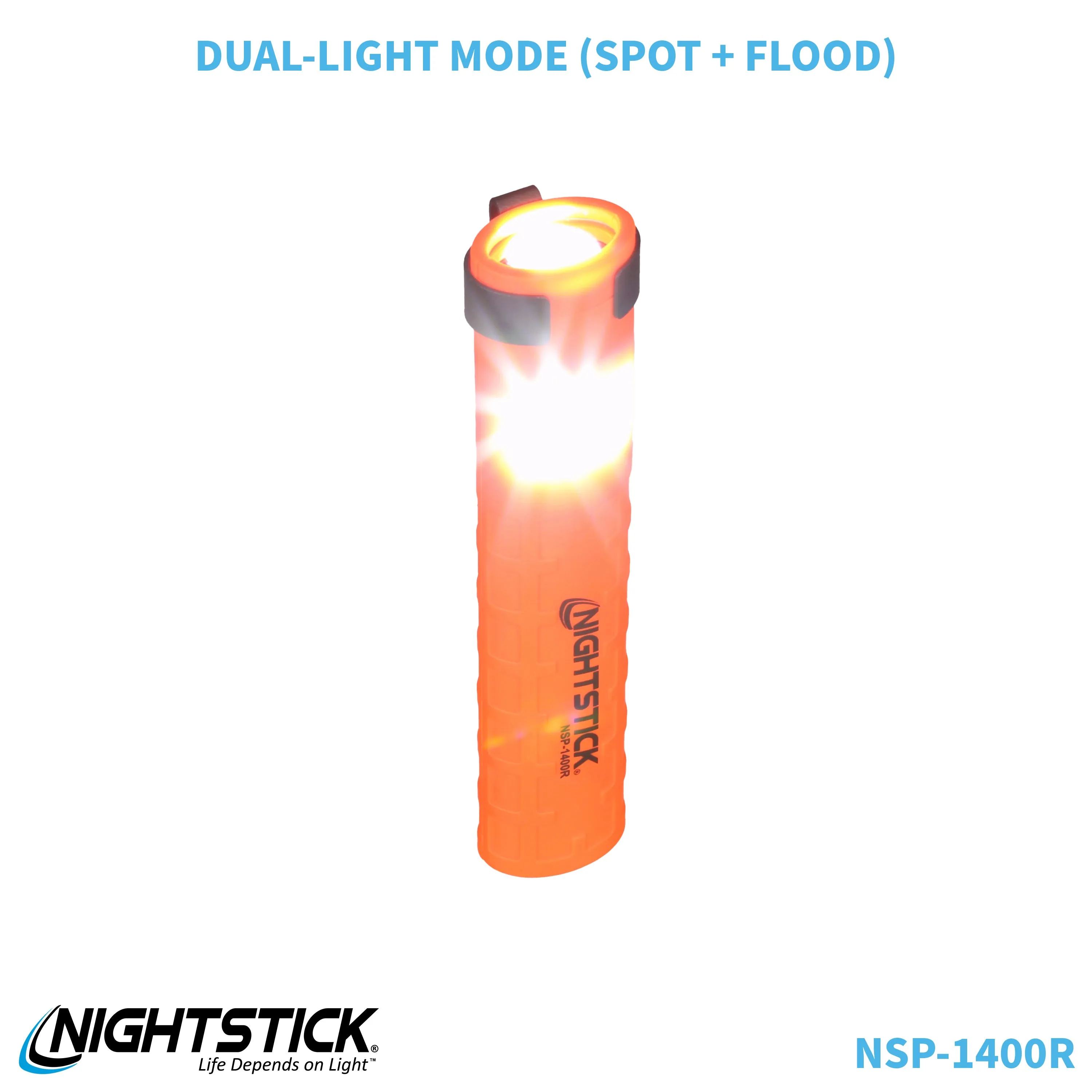 NSP-1400R: Dual-Switch Dual-Light Flashlight - 2 AAA