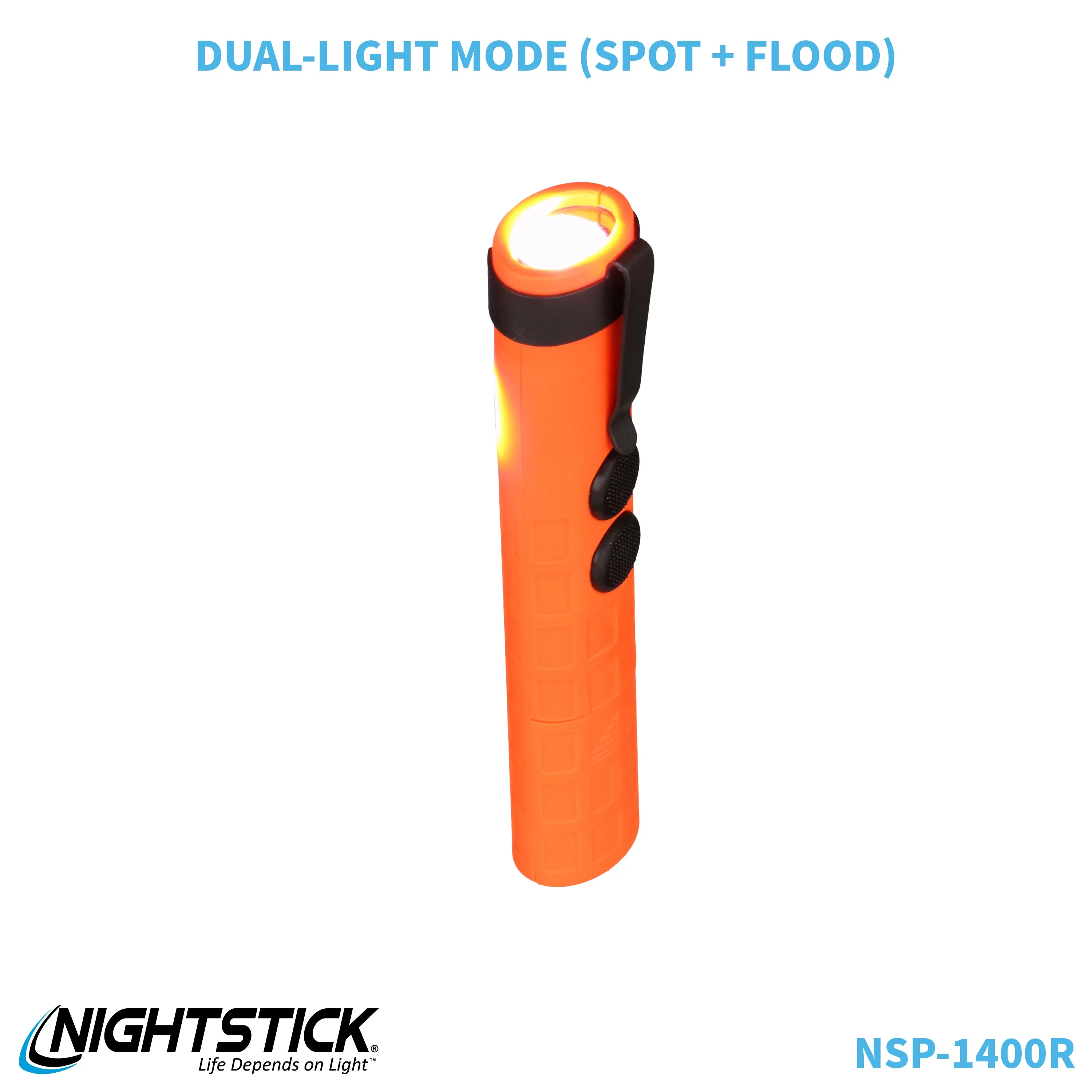 NSP-1400R: Dual-Switch Dual-Light Flashlight - 2 AAA