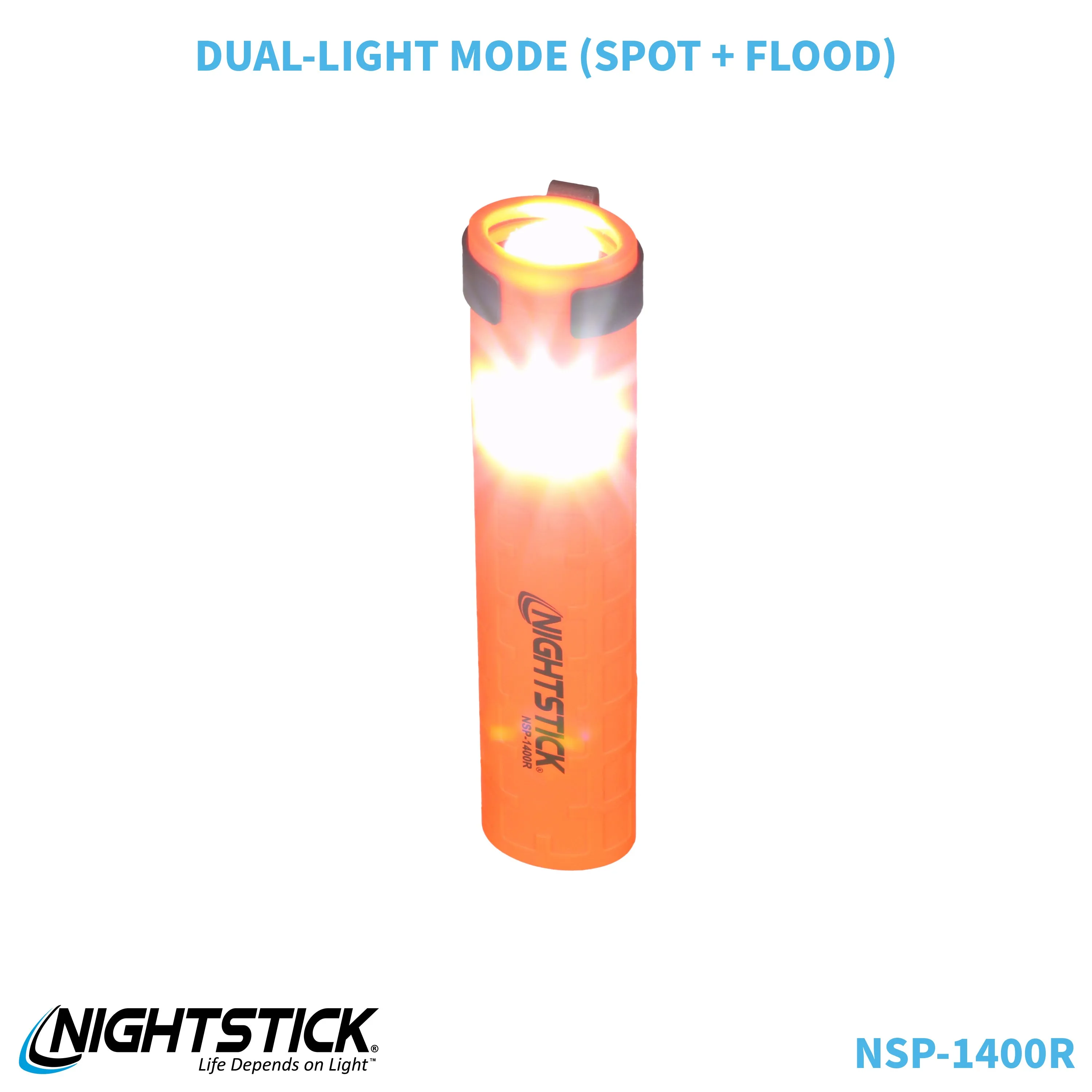 NSP-1400R: Dual-Switch Dual-Light Flashlight - 2 AAA