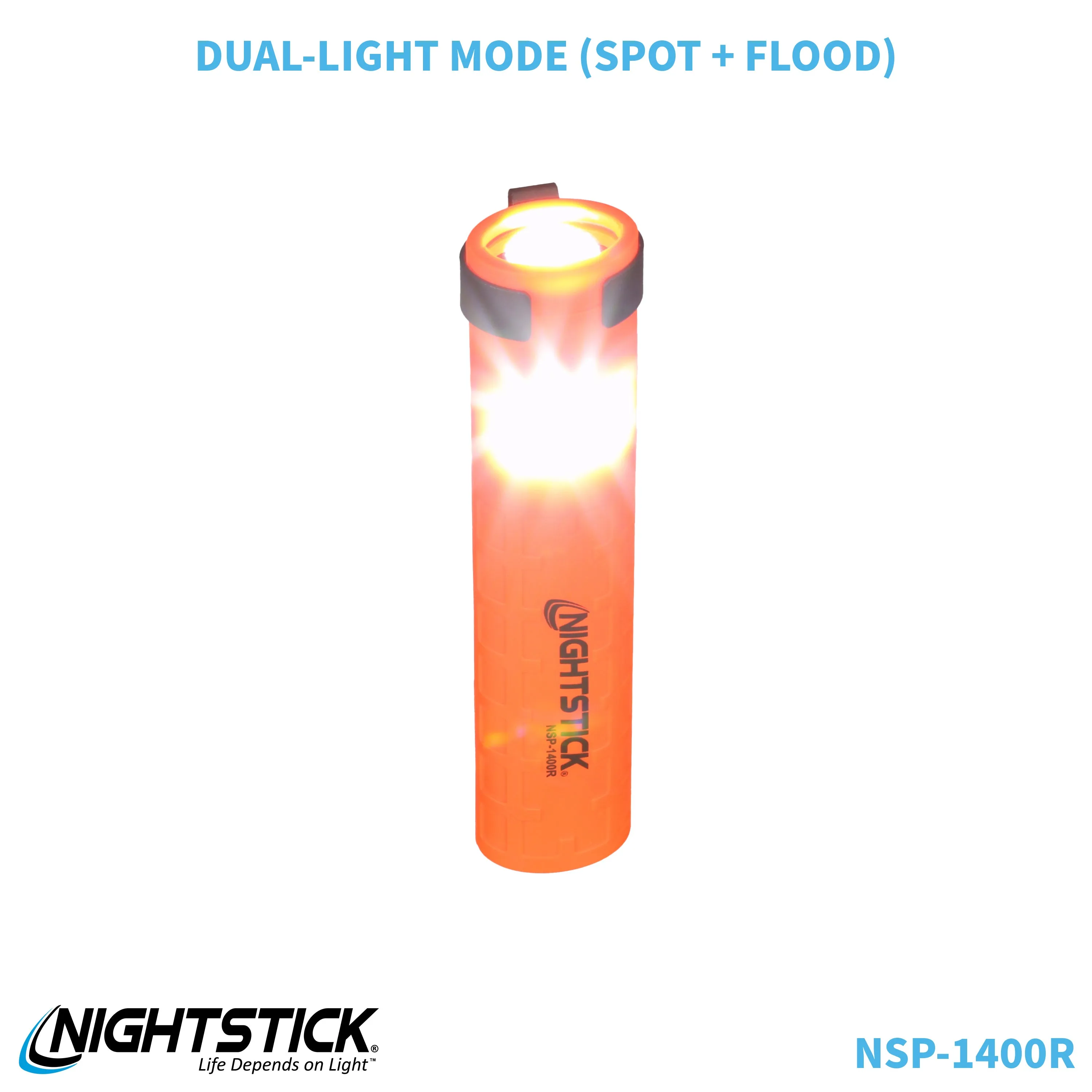 NSP-1400R: Dual-Switch Dual-Light Flashlight - 2 AAA