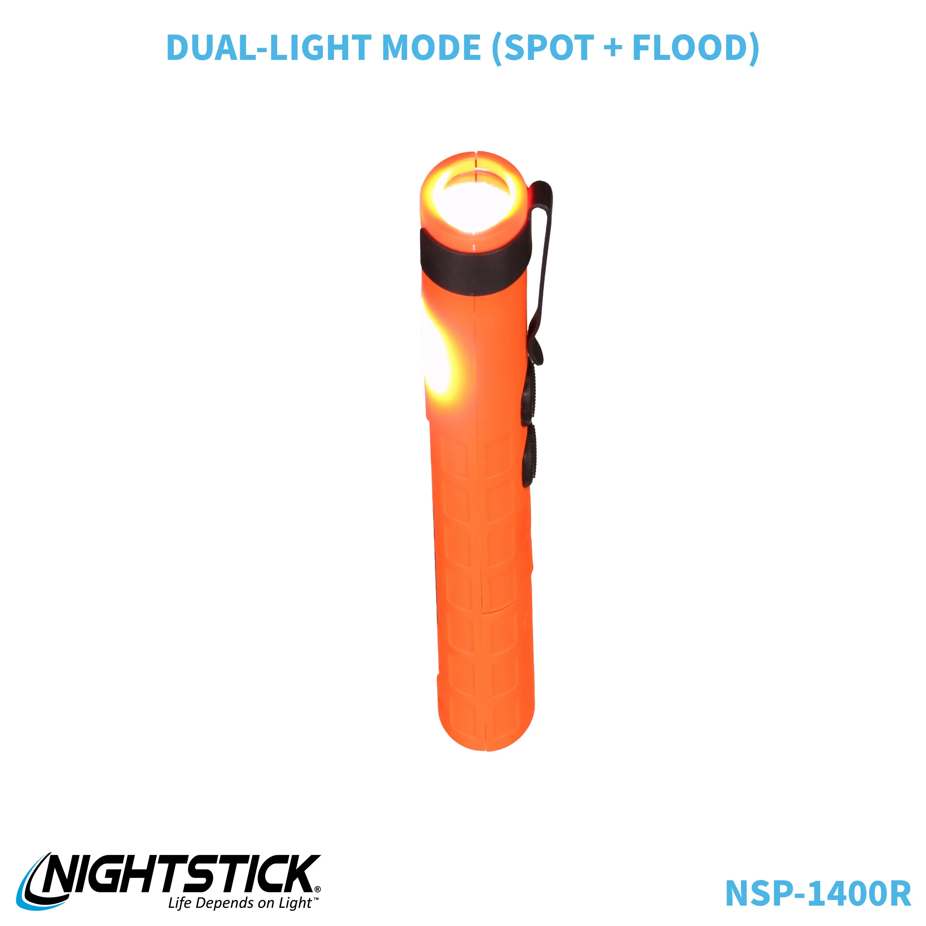 NSP-1400R: Dual-Switch Dual-Light Flashlight - 2 AAA