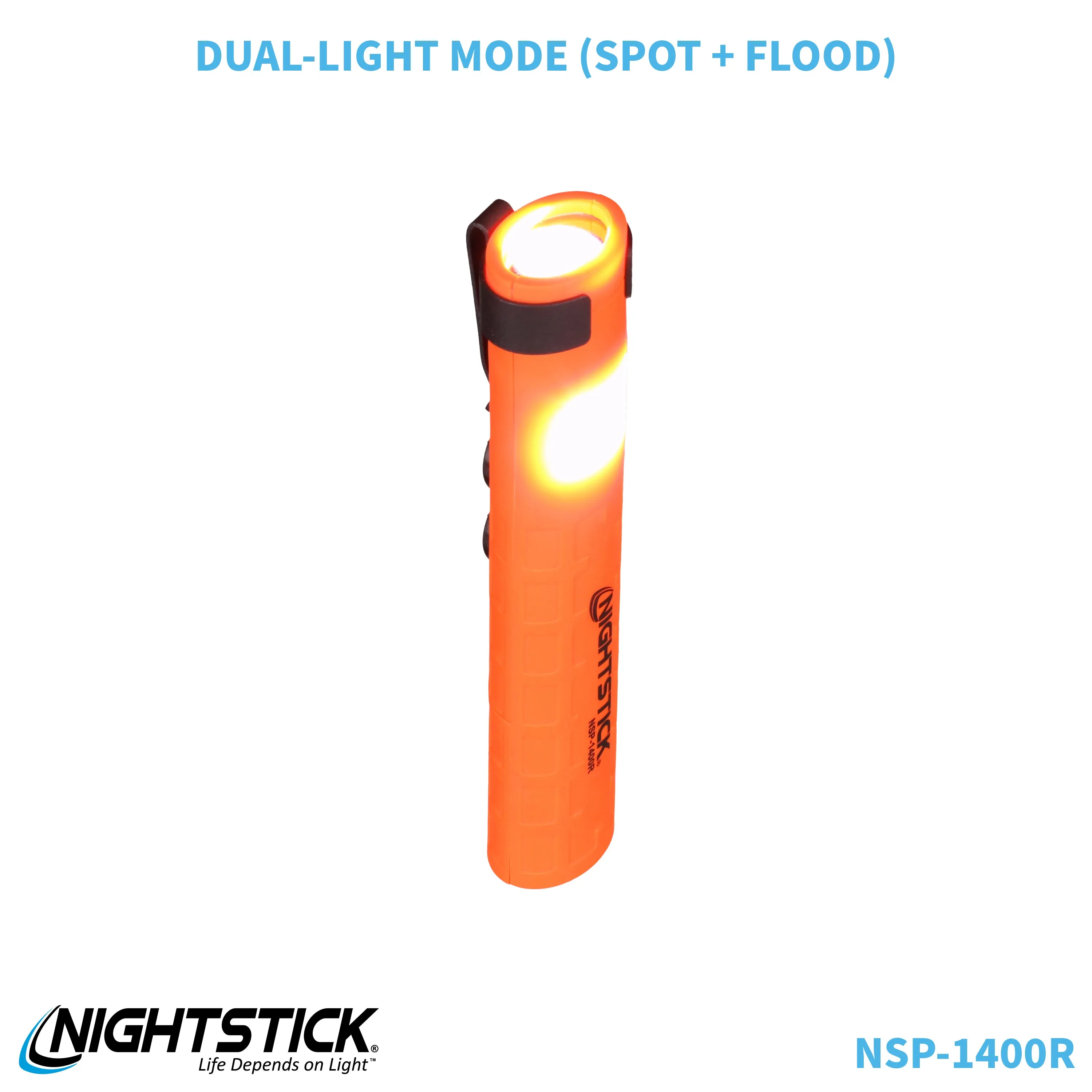 NSP-1400R: Dual-Switch Dual-Light Flashlight - 2 AAA