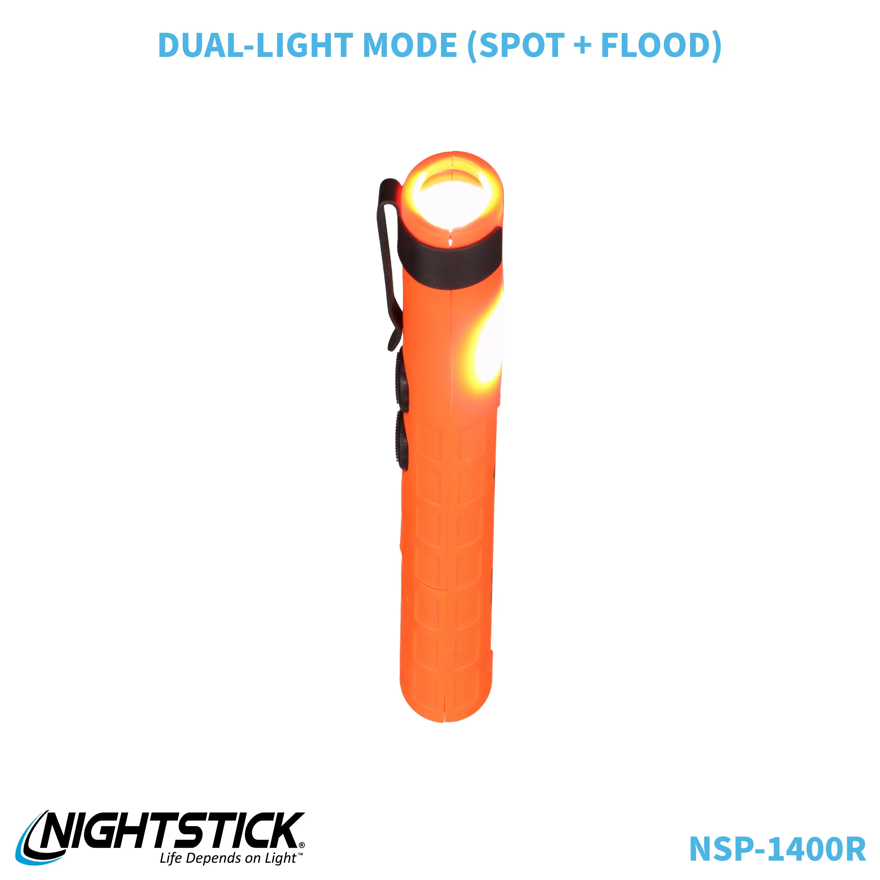 NSP-1400R: Dual-Switch Dual-Light Flashlight - 2 AAA