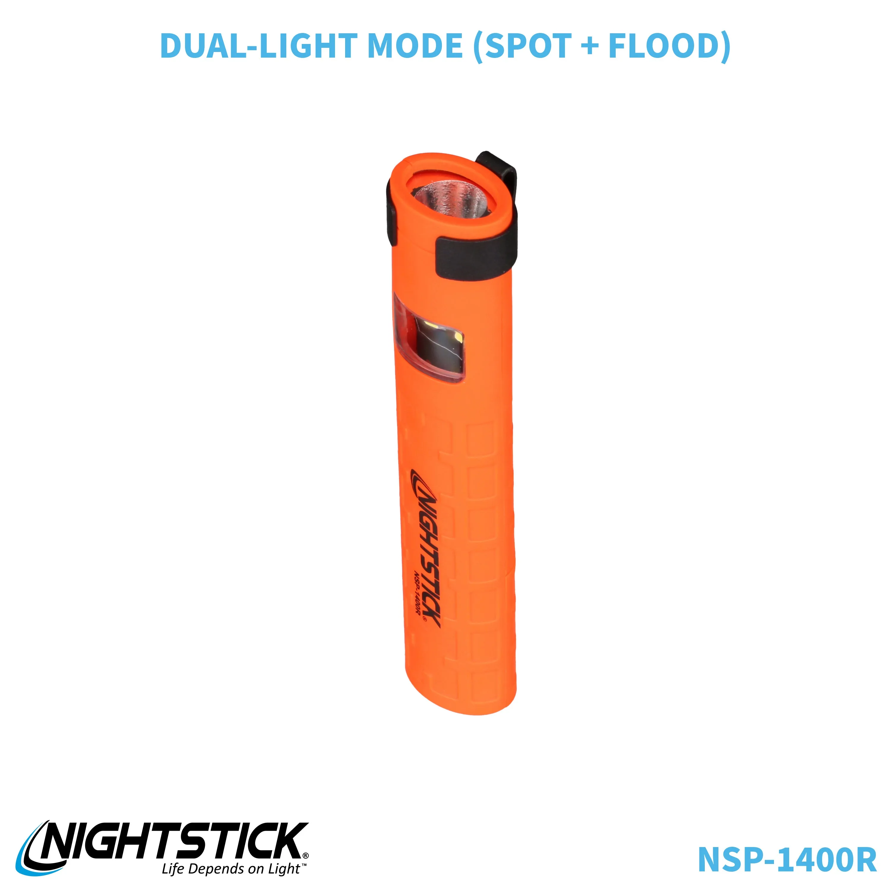 NSP-1400R: Dual-Switch Dual-Light Flashlight - 2 AAA