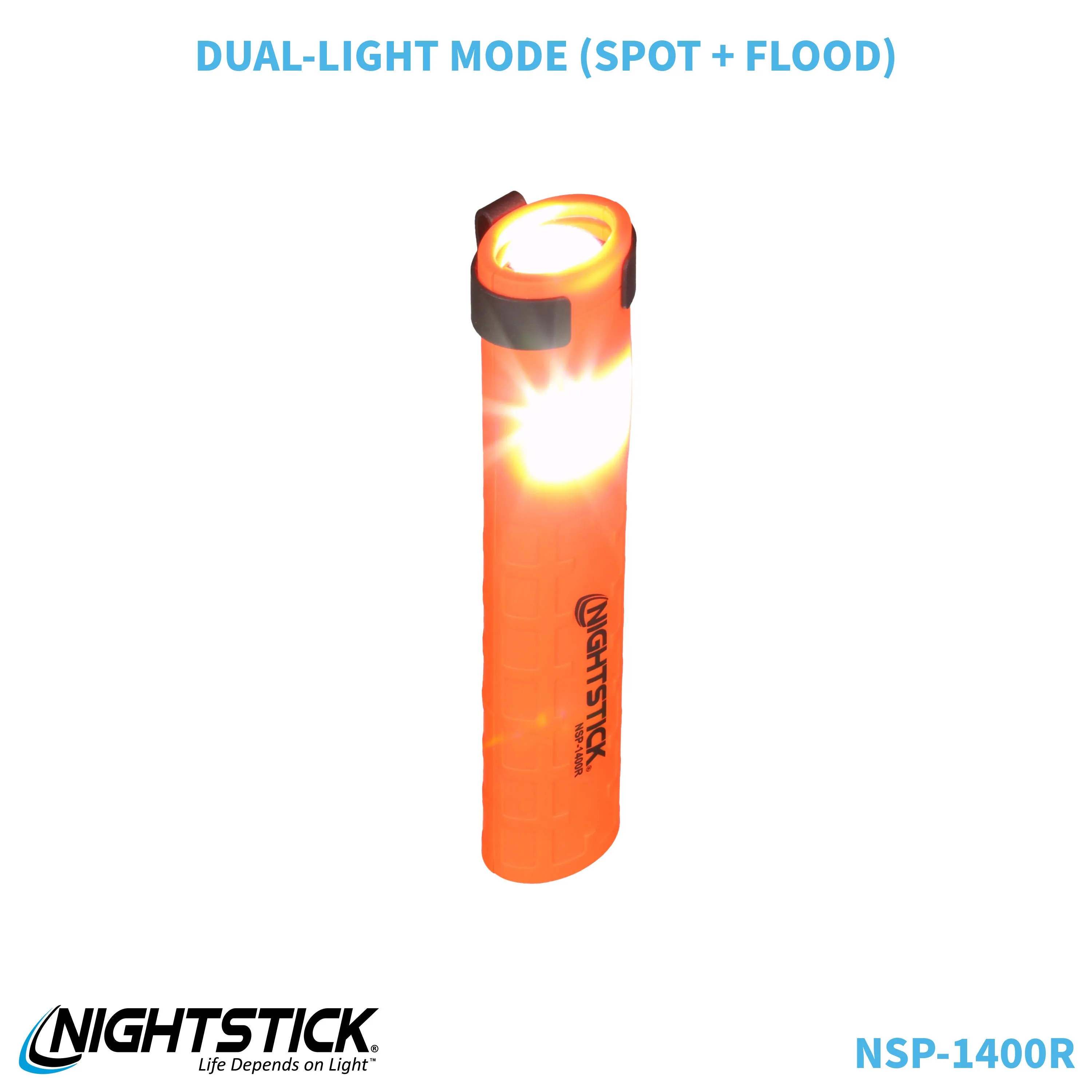 NSP-1400R: Dual-Switch Dual-Light Flashlight - 2 AAA