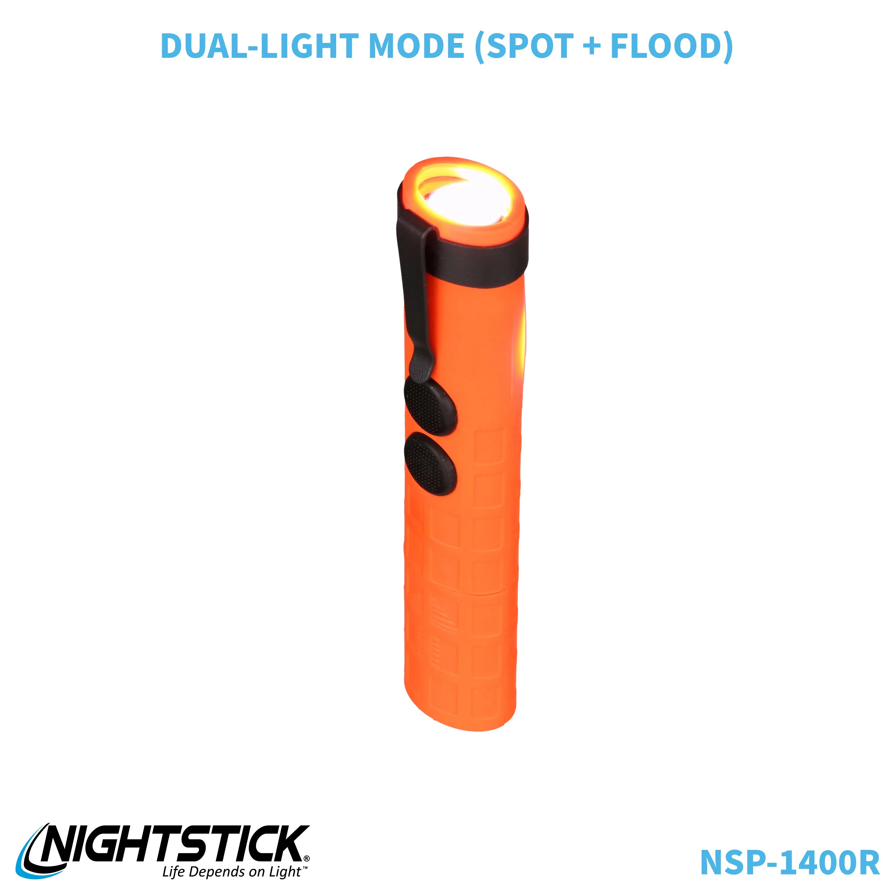 NSP-1400R: Dual-Switch Dual-Light Flashlight - 2 AAA