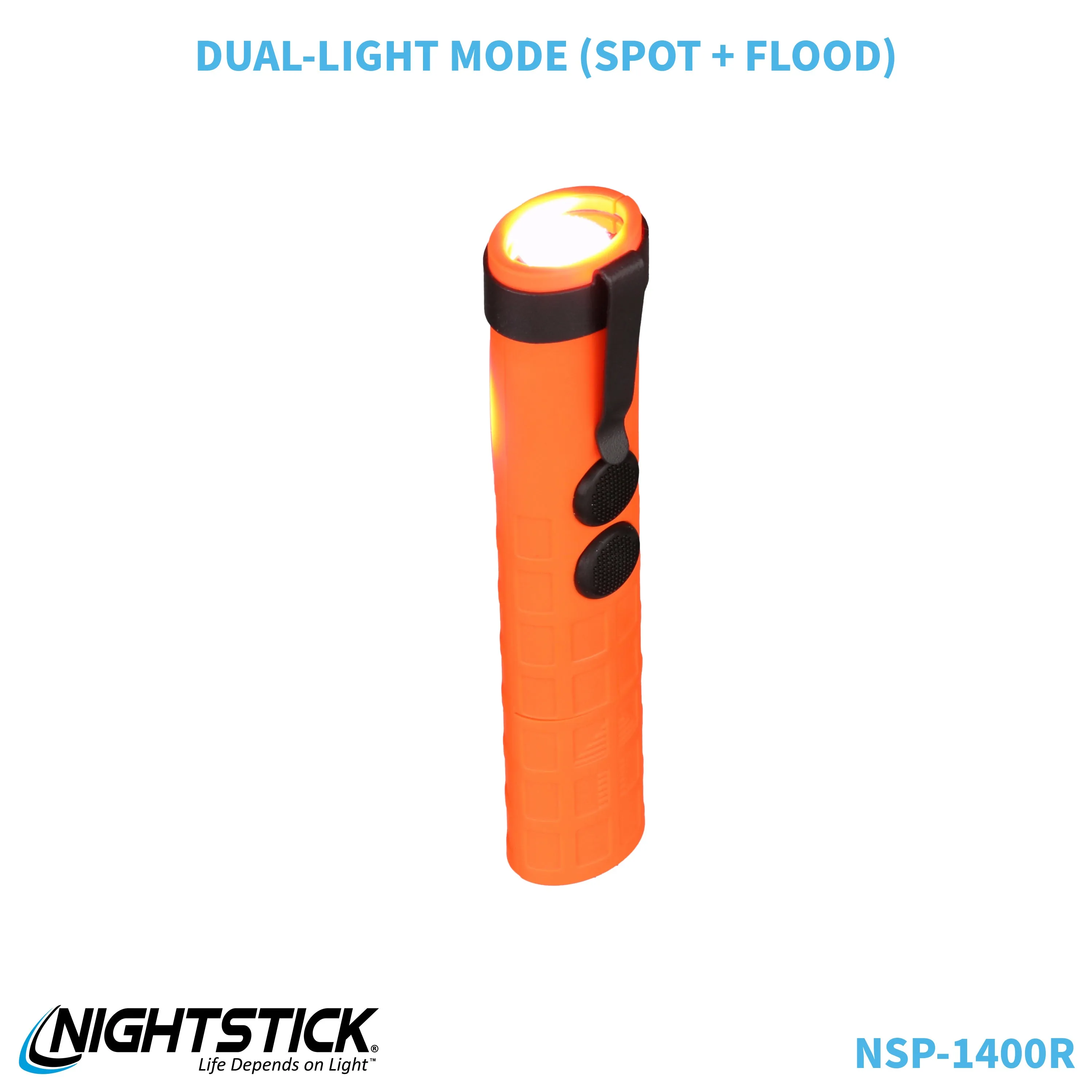 NSP-1400R: Dual-Switch Dual-Light Flashlight - 2 AAA