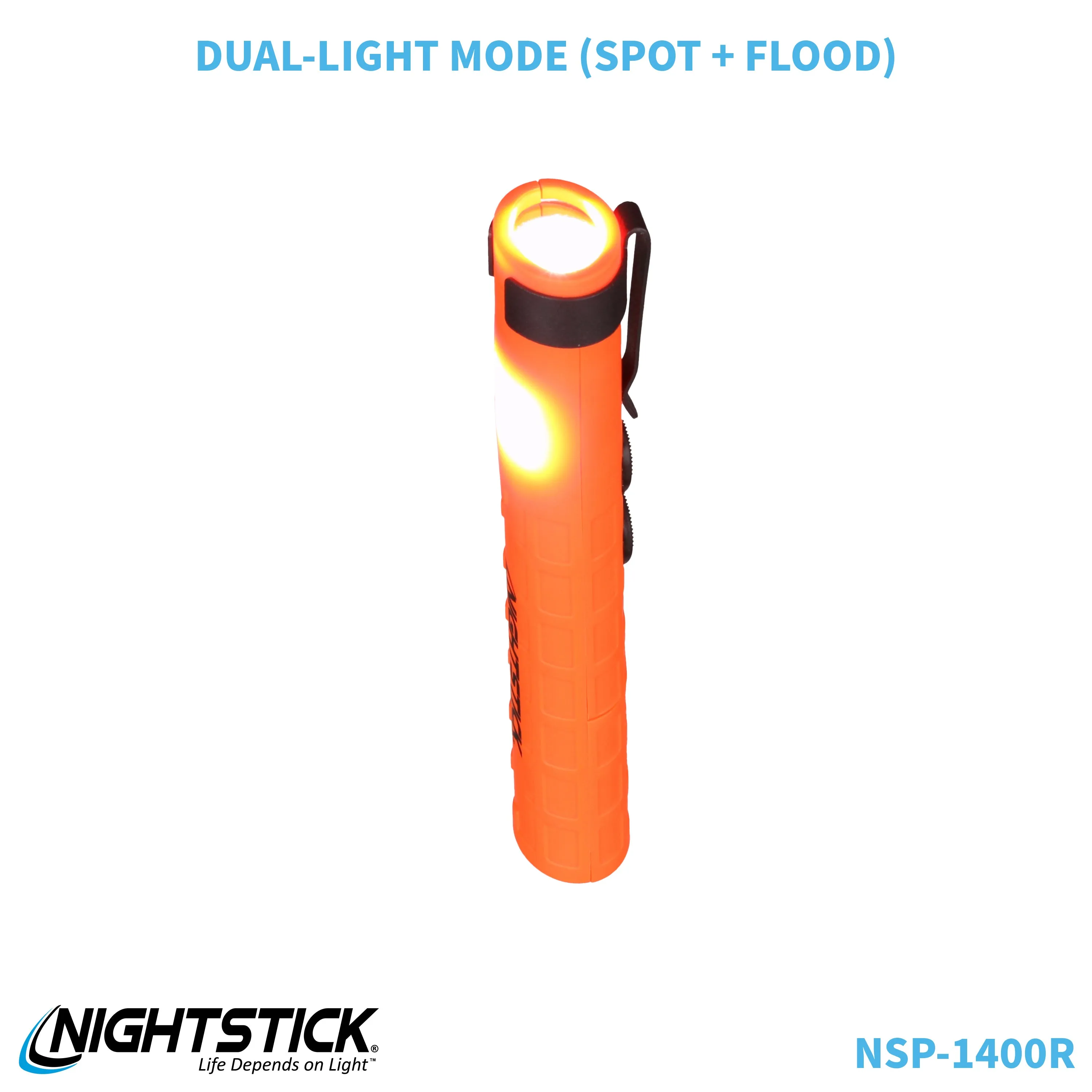 NSP-1400R: Dual-Switch Dual-Light Flashlight - 2 AAA