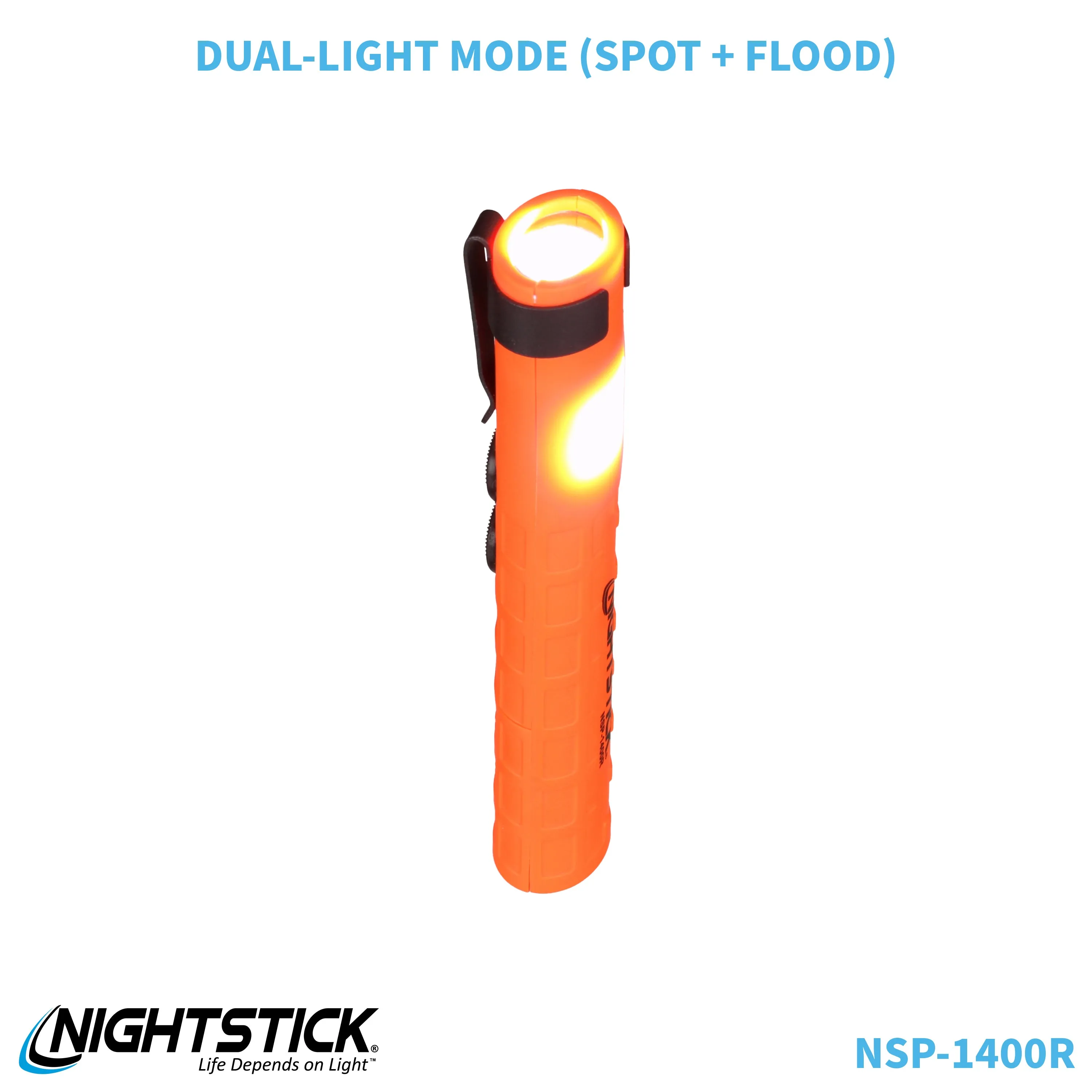 NSP-1400R: Dual-Switch Dual-Light Flashlight - 2 AAA