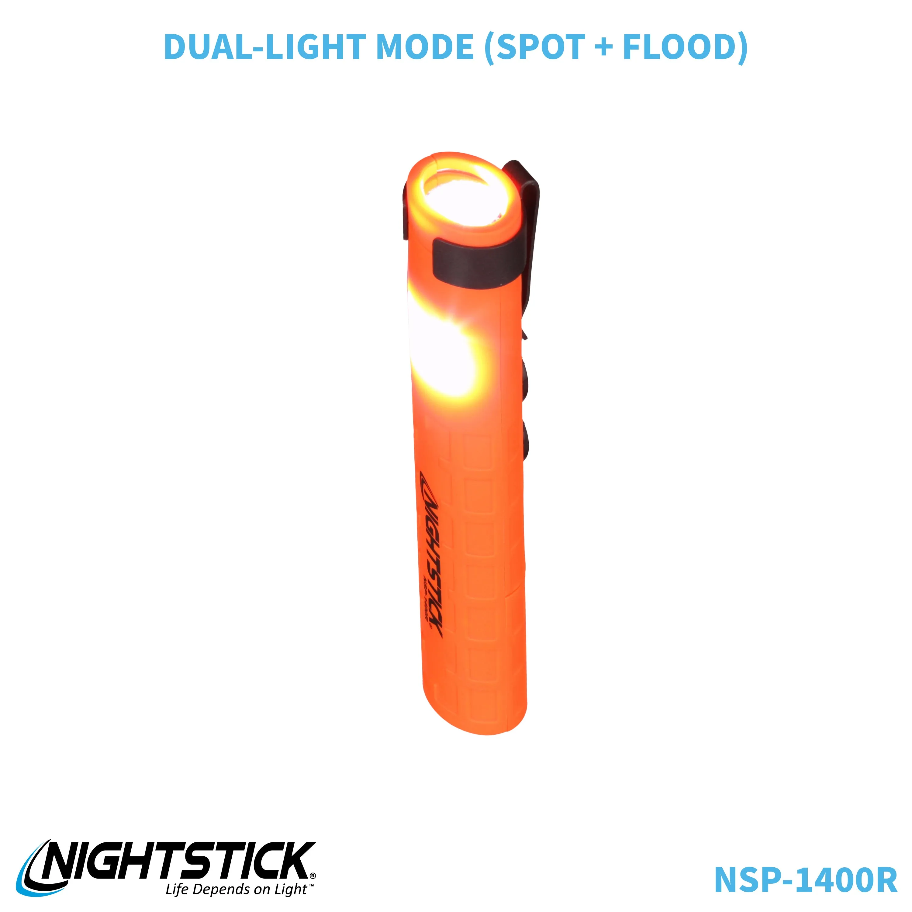 NSP-1400R: Dual-Switch Dual-Light Flashlight - 2 AAA