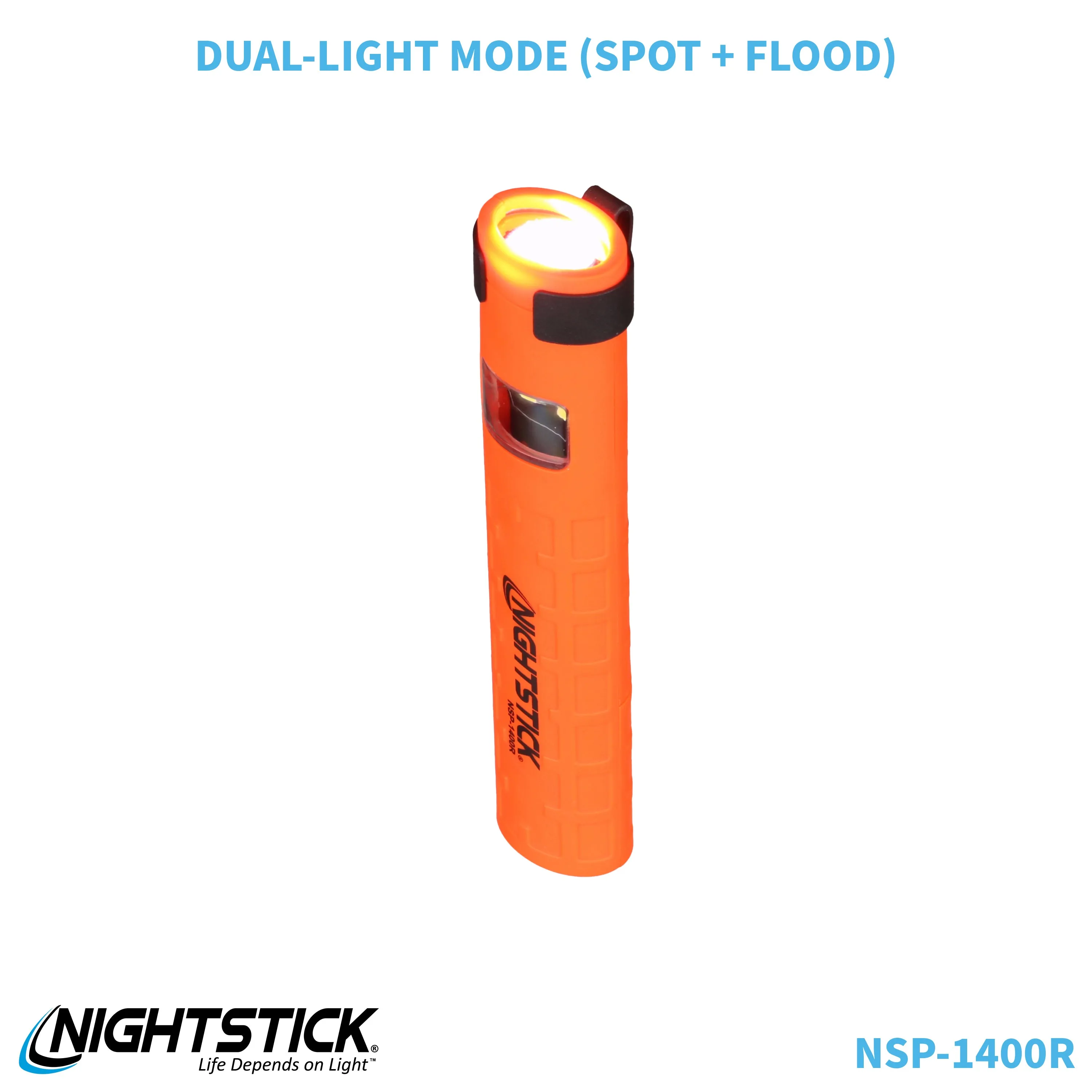 NSP-1400R: Dual-Switch Dual-Light Flashlight - 2 AAA