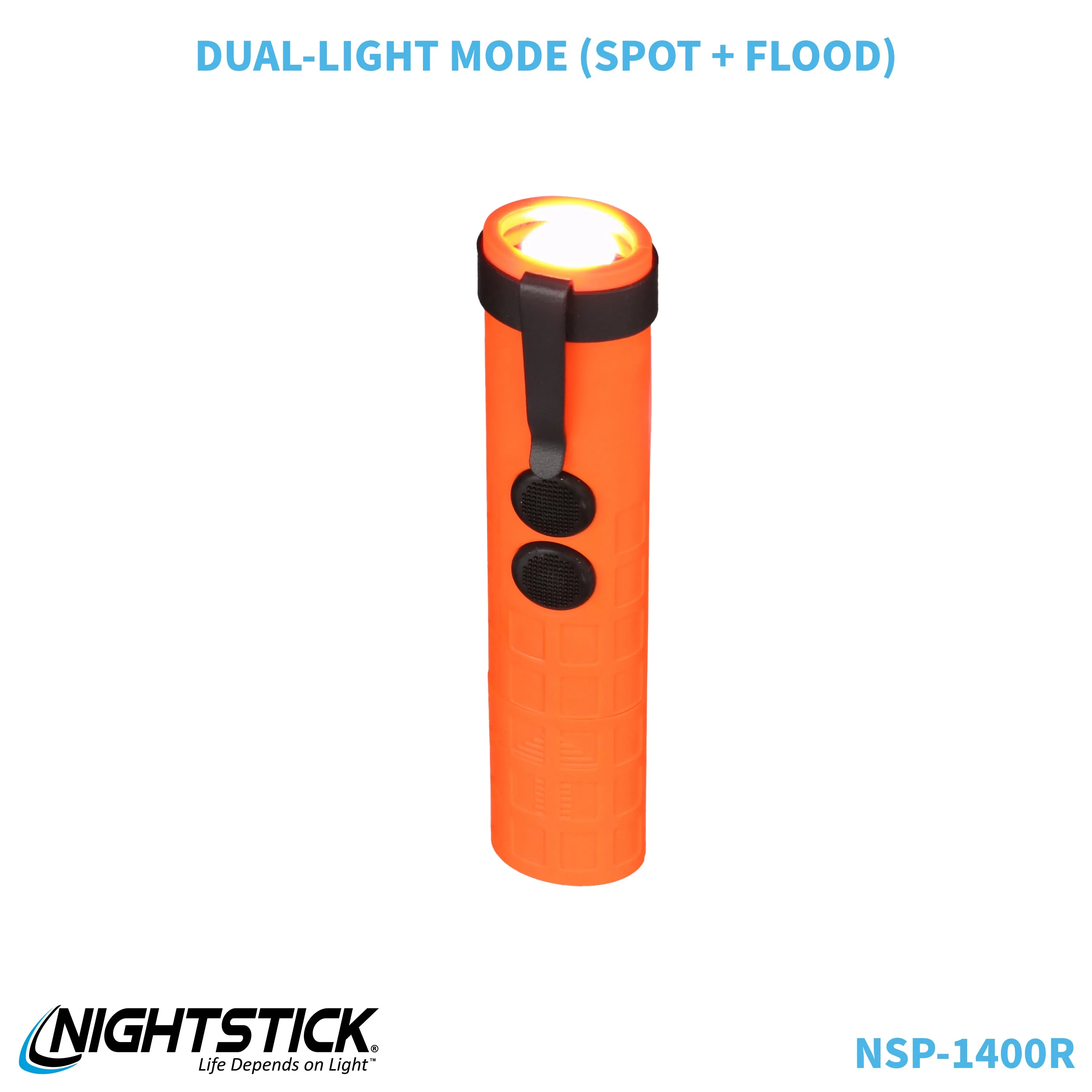 NSP-1400R: Dual-Switch Dual-Light Flashlight - 2 AAA