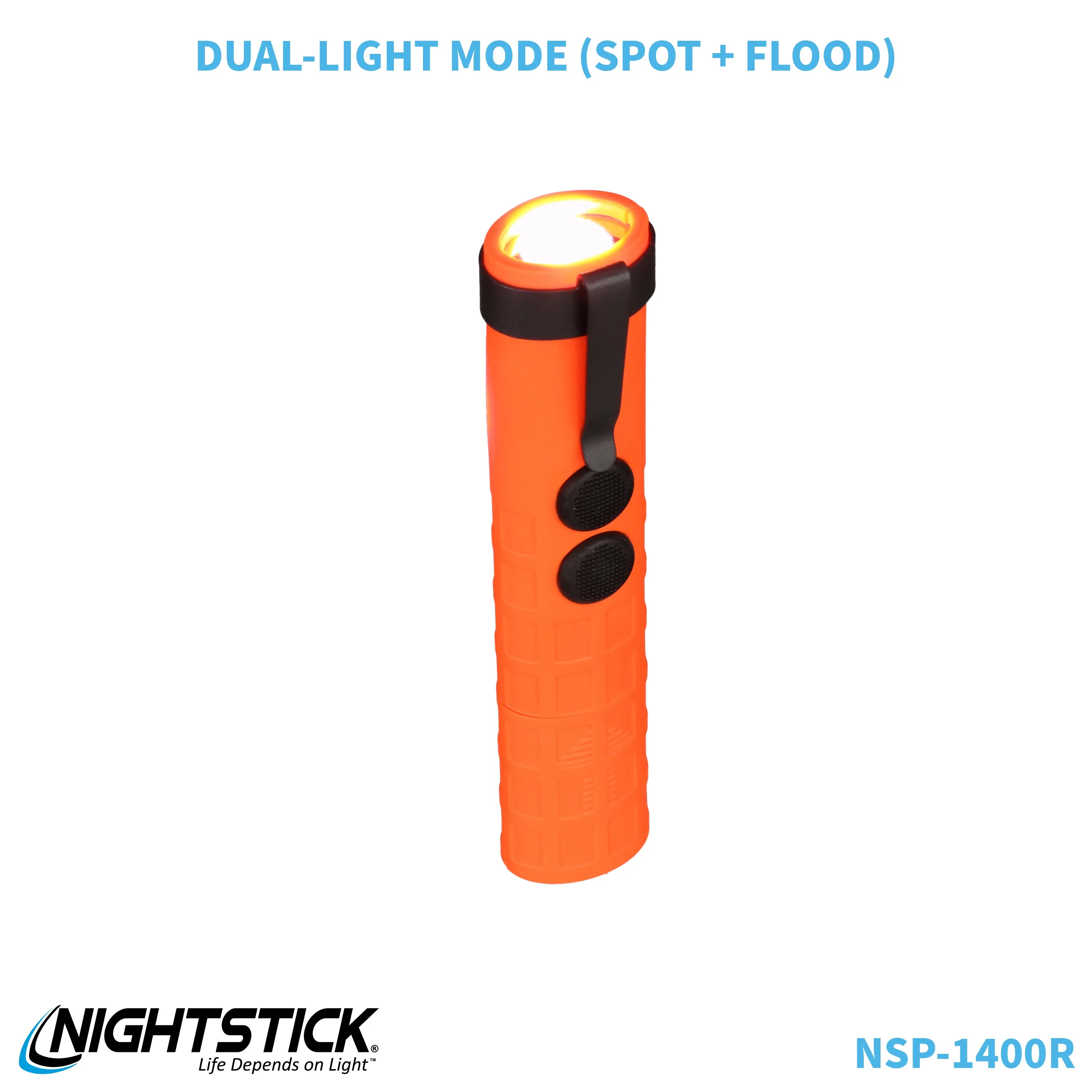 NSP-1400R: Dual-Switch Dual-Light Flashlight - 2 AAA