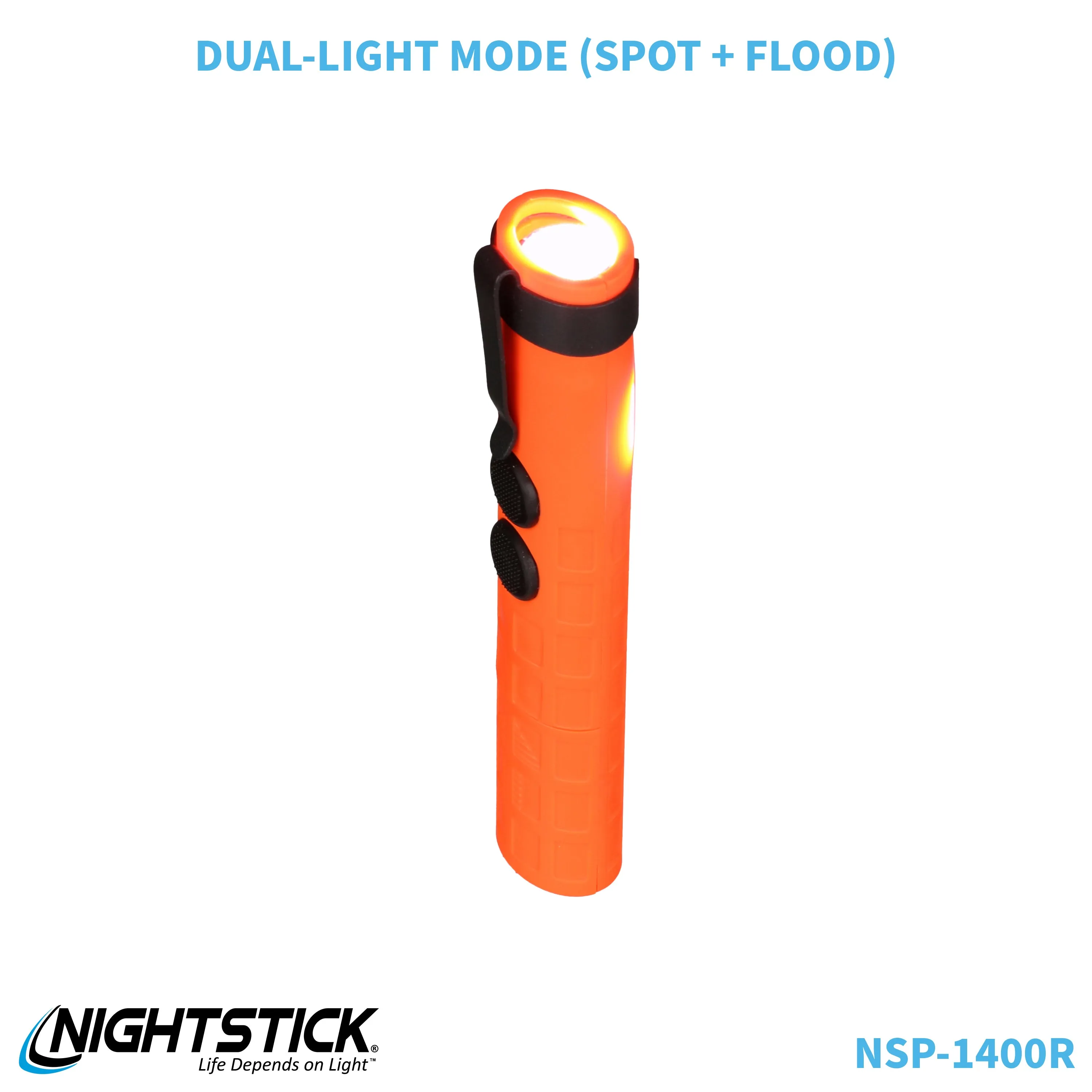 NSP-1400R: Dual-Switch Dual-Light Flashlight - 2 AAA