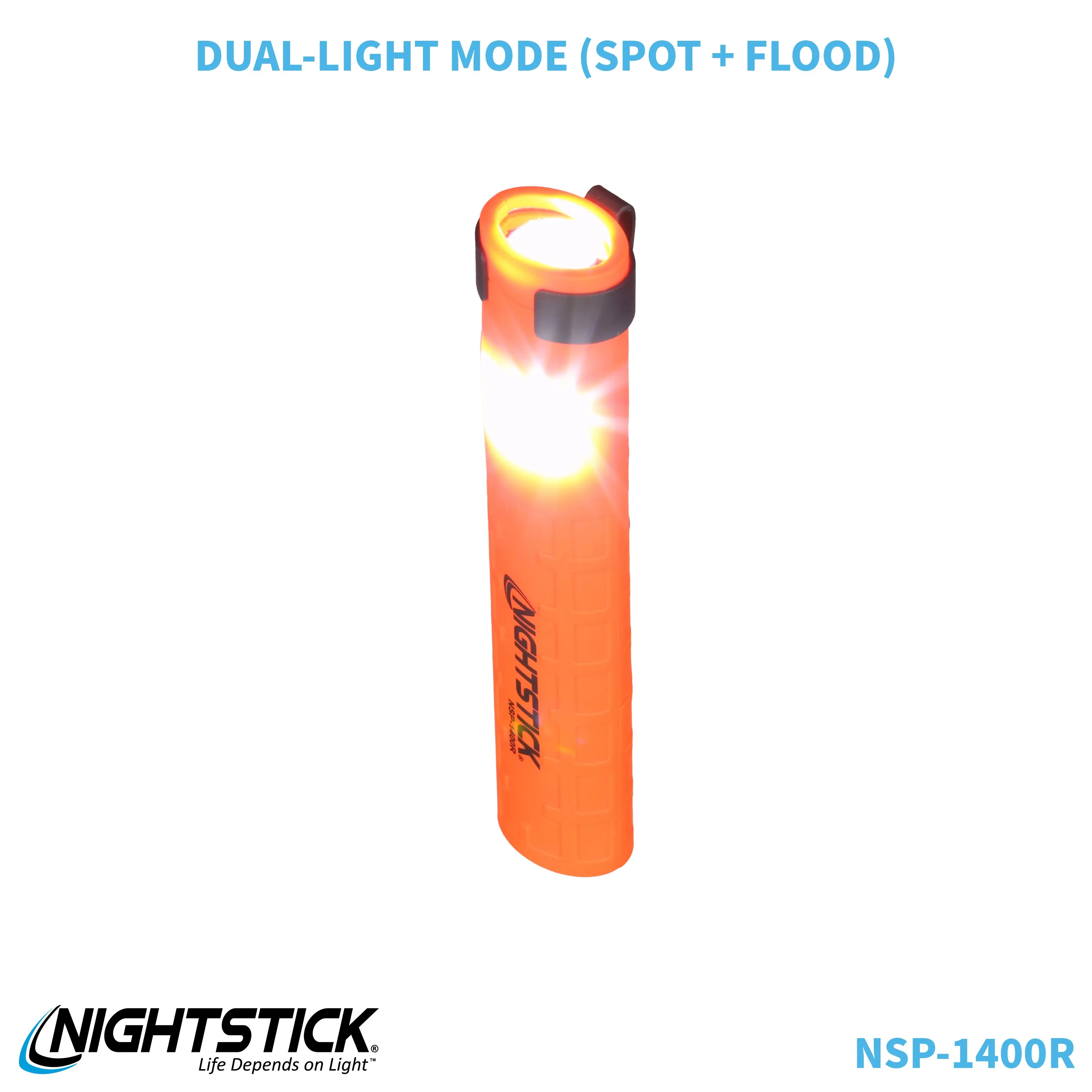 NSP-1400R: Dual-Switch Dual-Light Flashlight - 2 AAA