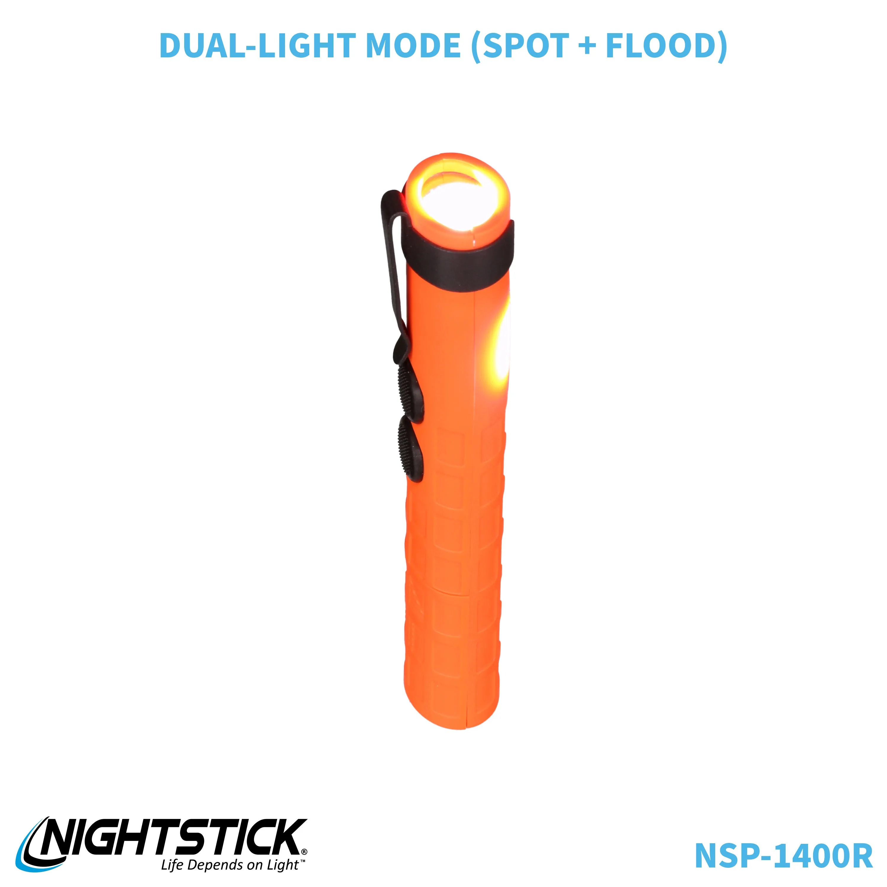 NSP-1400R: Dual-Switch Dual-Light Flashlight - 2 AAA