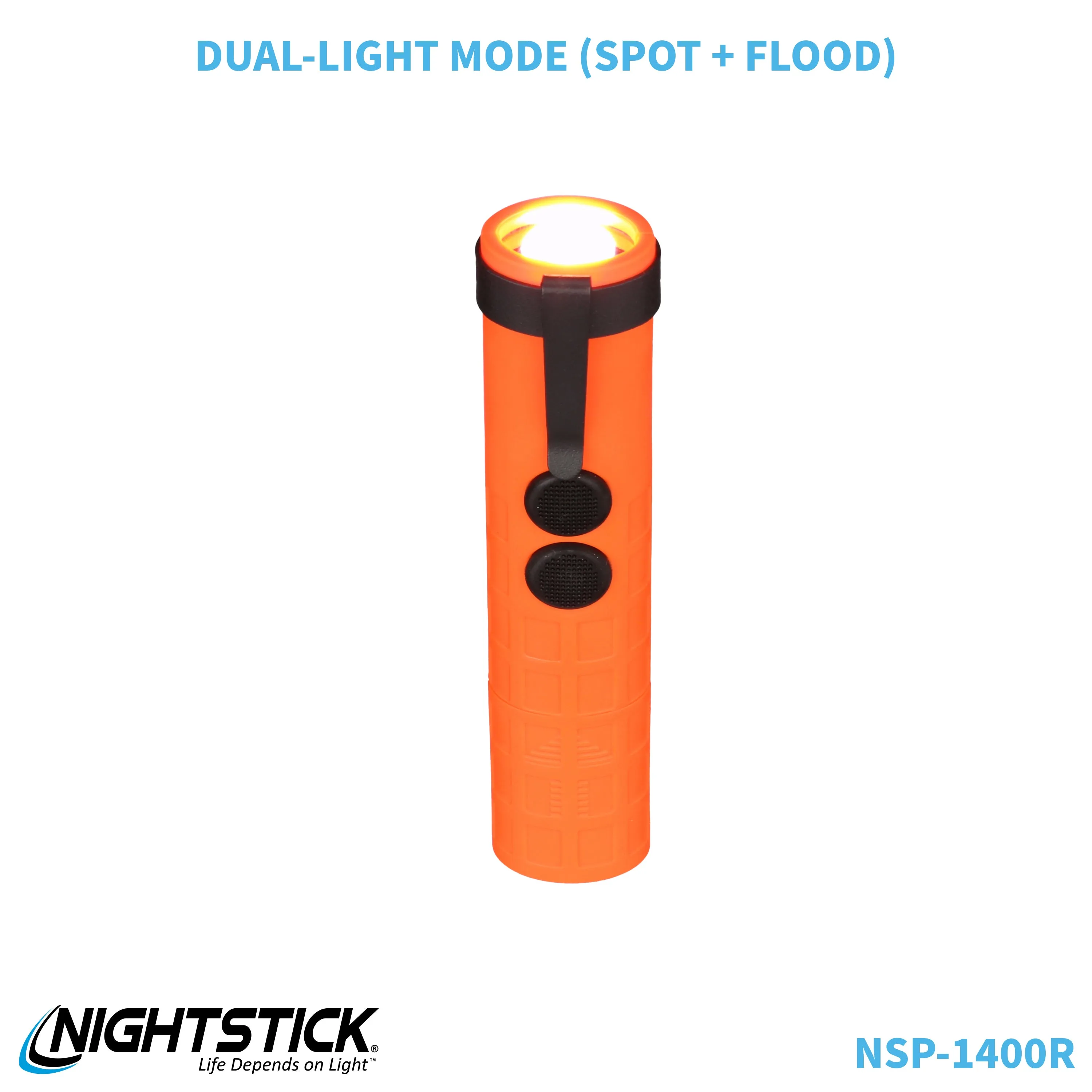 NSP-1400R: Dual-Switch Dual-Light Flashlight - 2 AAA