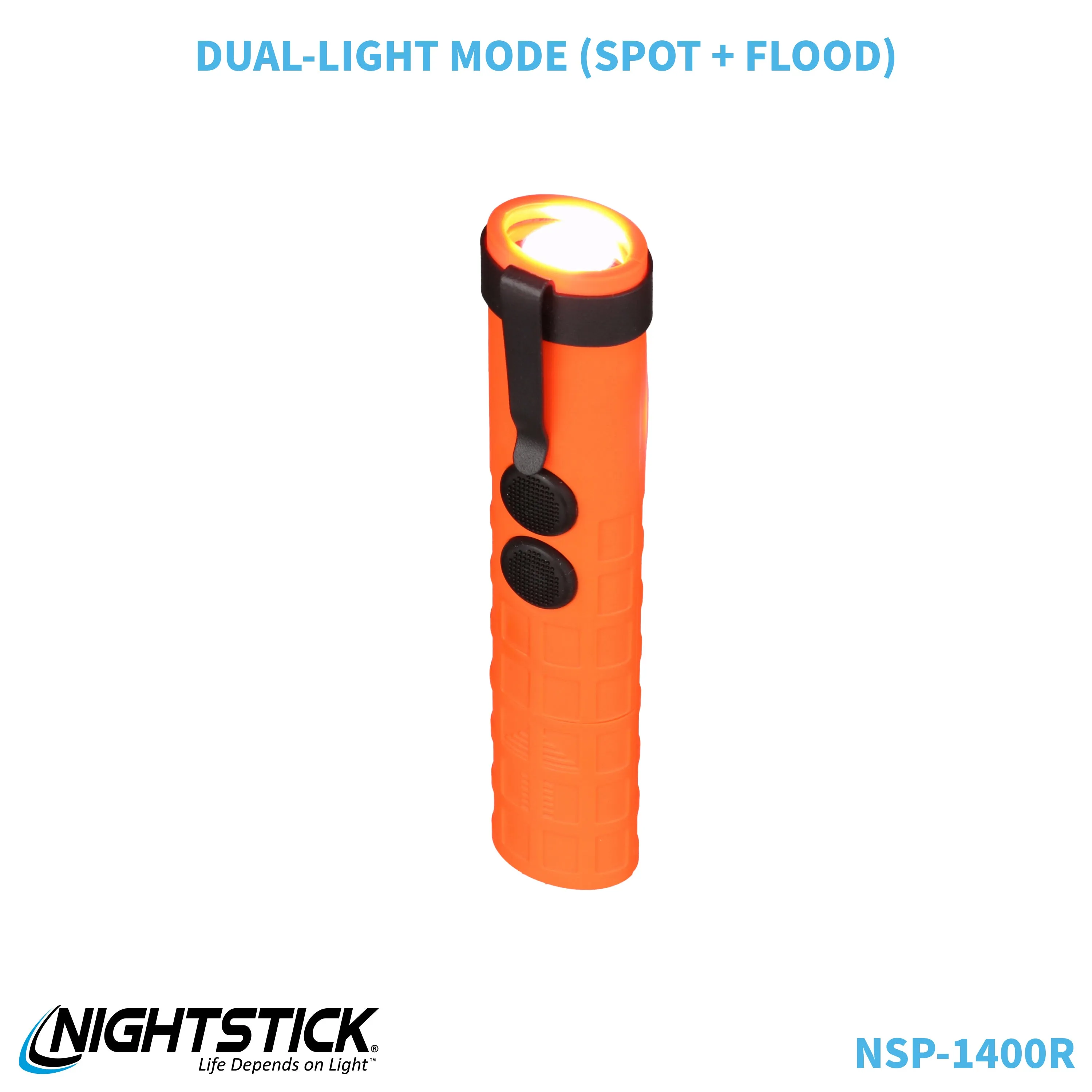 NSP-1400R: Dual-Switch Dual-Light Flashlight - 2 AAA