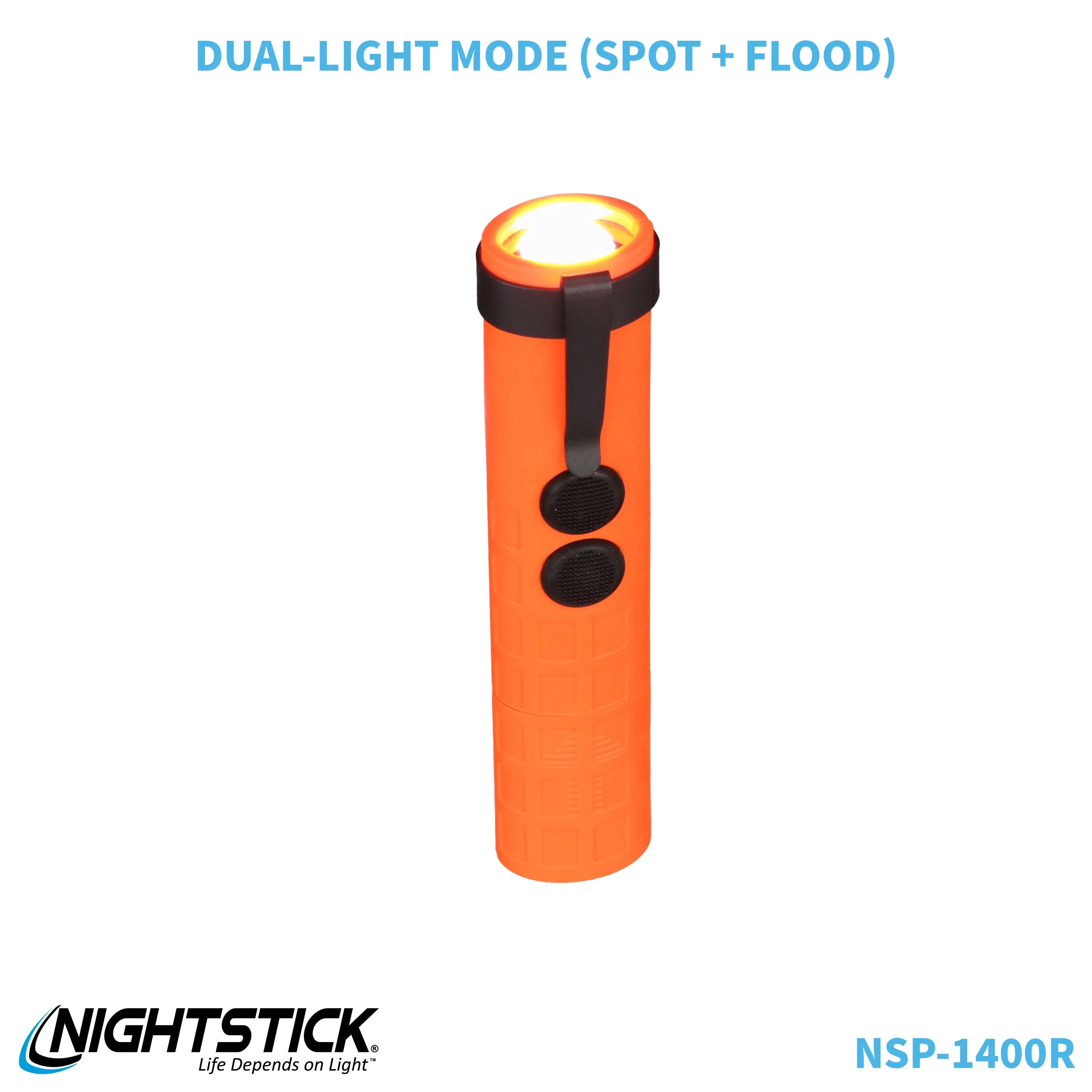 NSP-1400R: Dual-Switch Dual-Light Flashlight - 2 AAA