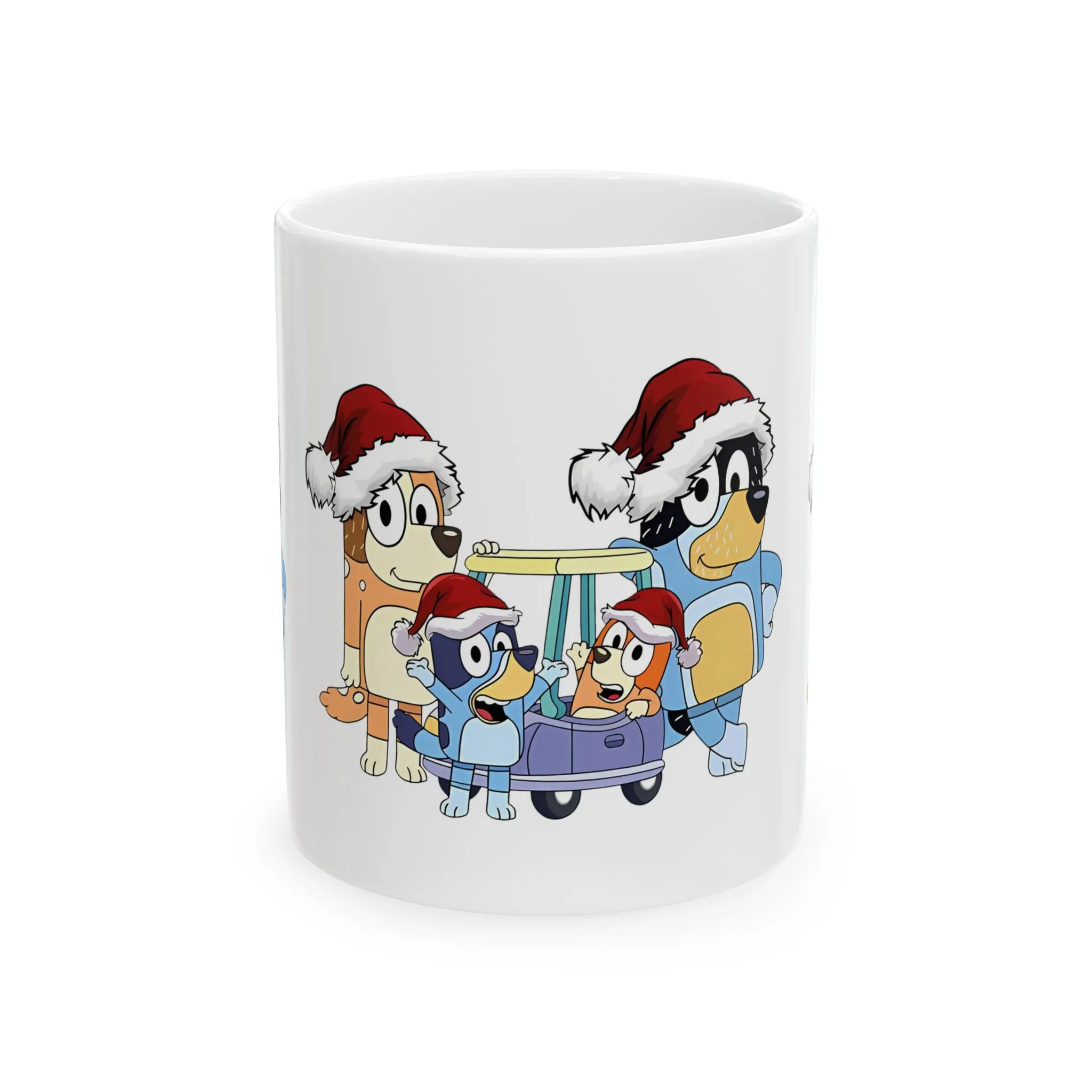 Princess Grace Festive Dog Family Ceramic Mug - 11oz/15oz Christmas Coffee Cup