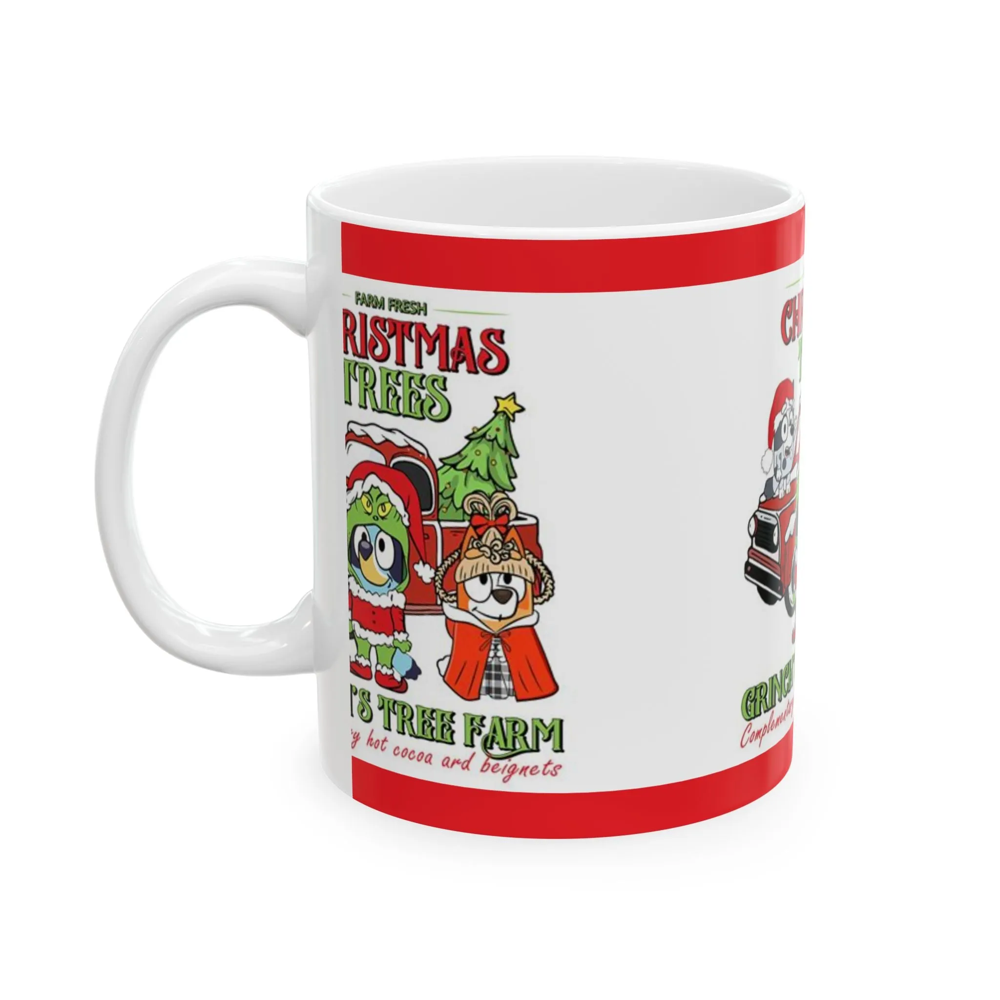 Princess Grace Holiday Christmas Mug - Grinch’s Tree Farm Design with Cute Characters