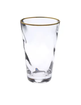 Set of 6 Pebble Glass Glass Water Tumblers with Gold Rim