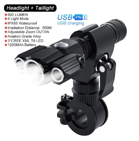 Three Head Rechargeable Rotatable Flashlight