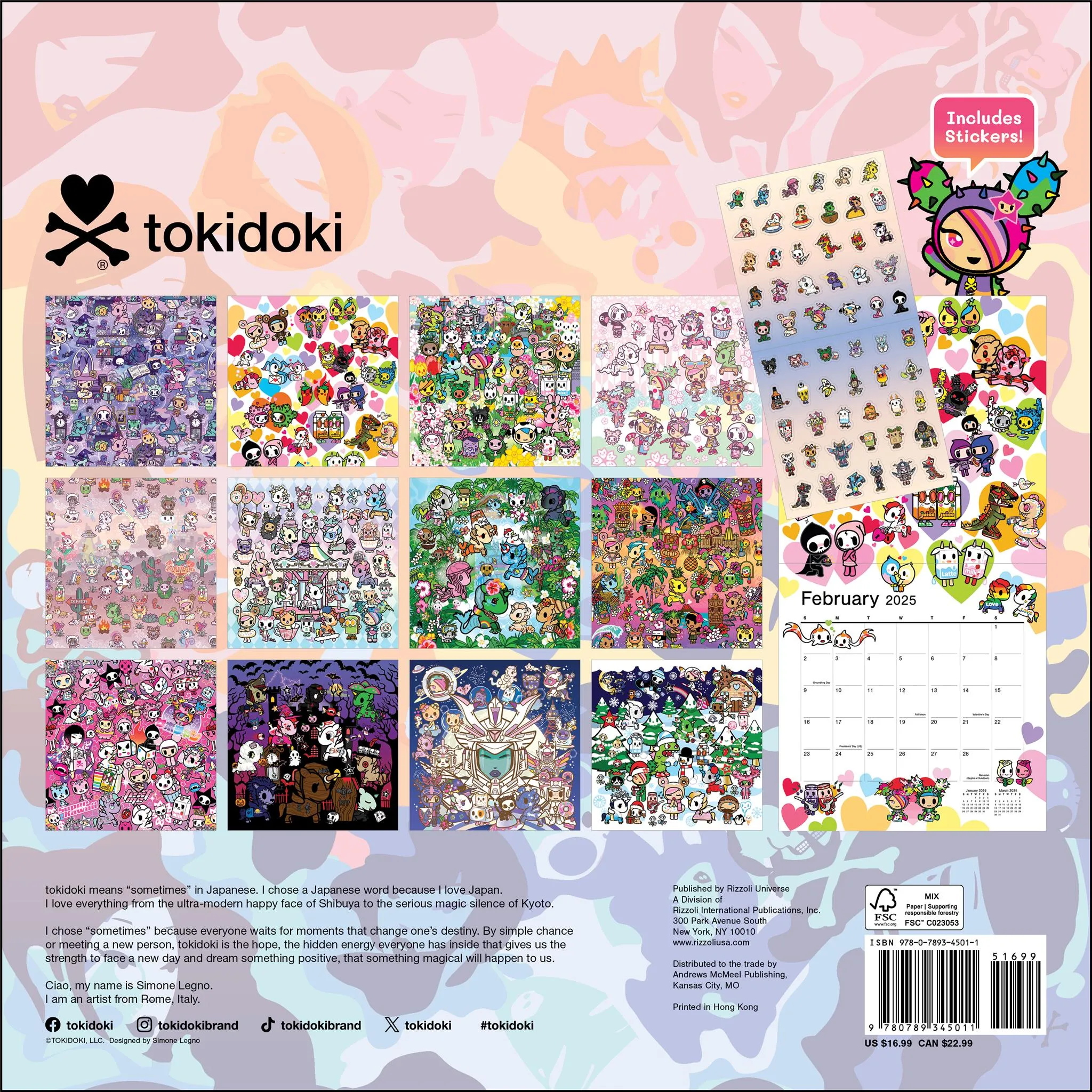 Tokidoki Wall 2025 Calendar