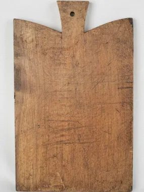 Vintage French cutting board w/ rounded shoulders & flared handle 14½" x 9"