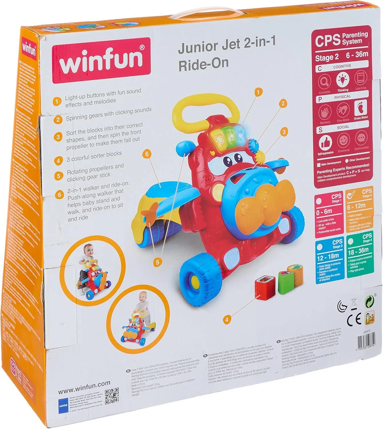 WinFun 2-in-1 Walker Ride-On with Lights and Colorful Sorter Blocks