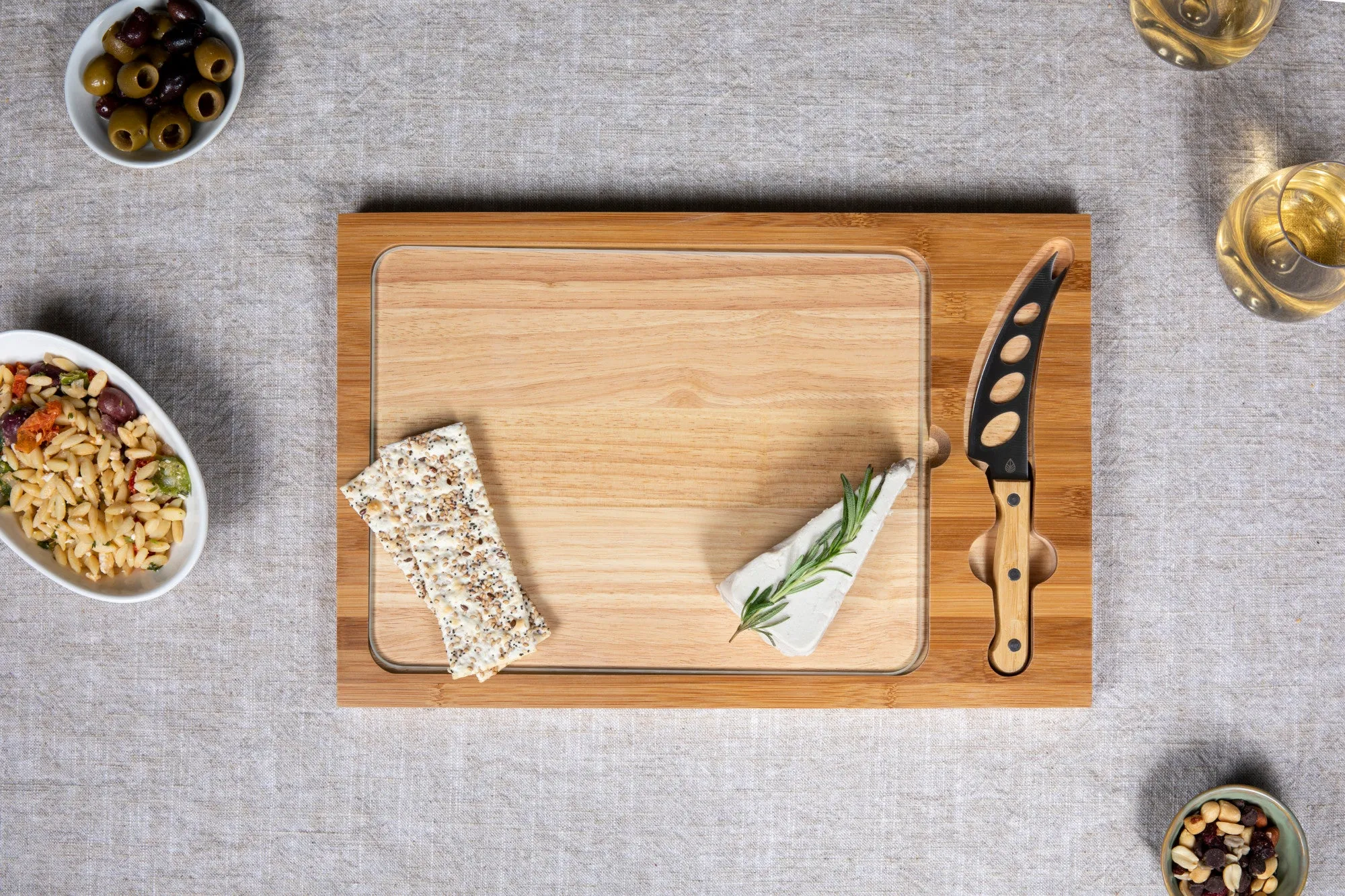 Wisconsin Badgers Football Field - Icon Glass Top Cutting Board & Knife Set